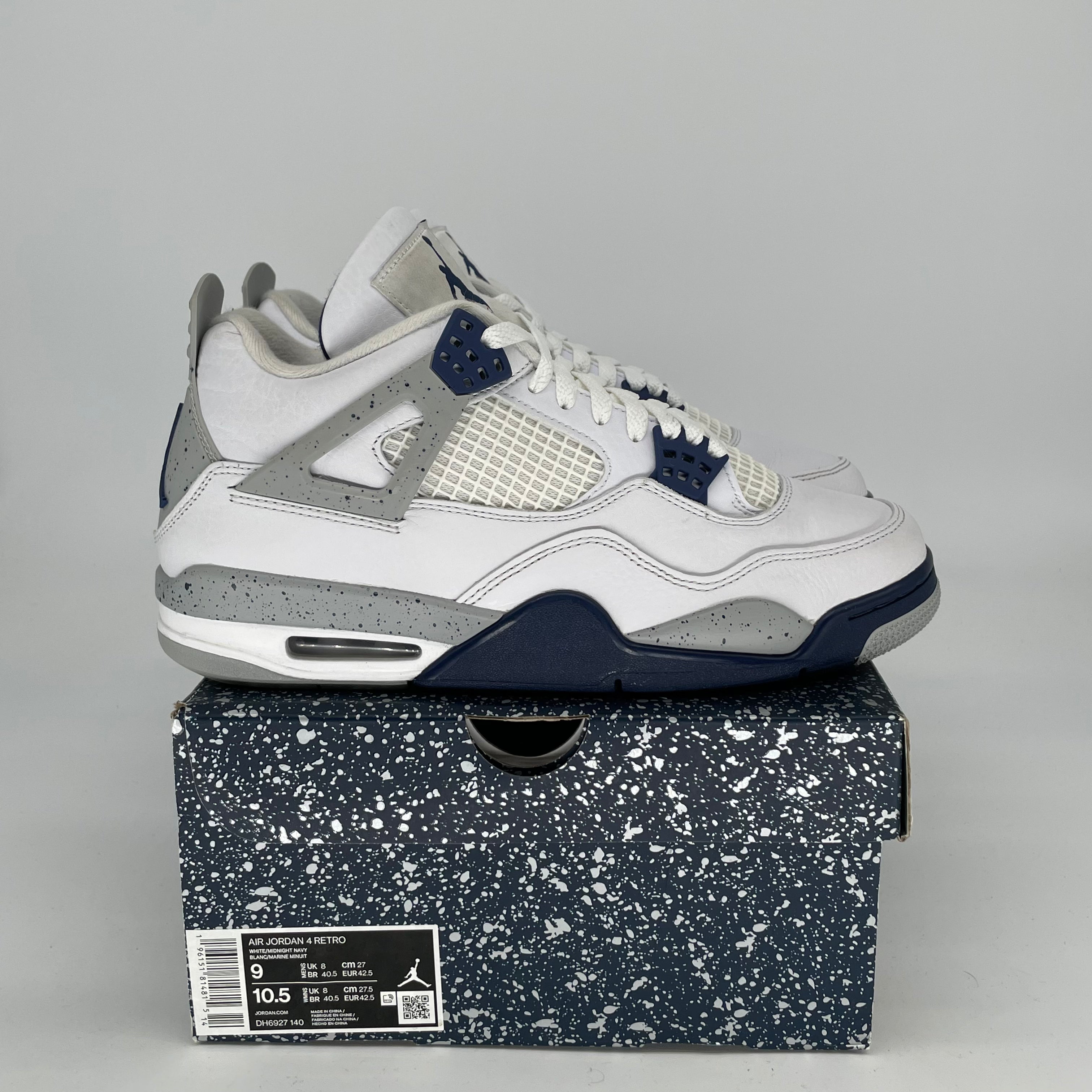 Original Air Jordan 4 Retro 'Midnight Navy' Men's Basketball Shoes - Size 9 & 10.5W (DH6927-140) | Authentic Nike Sneakers for Running, Gym & Streetwear Fashion