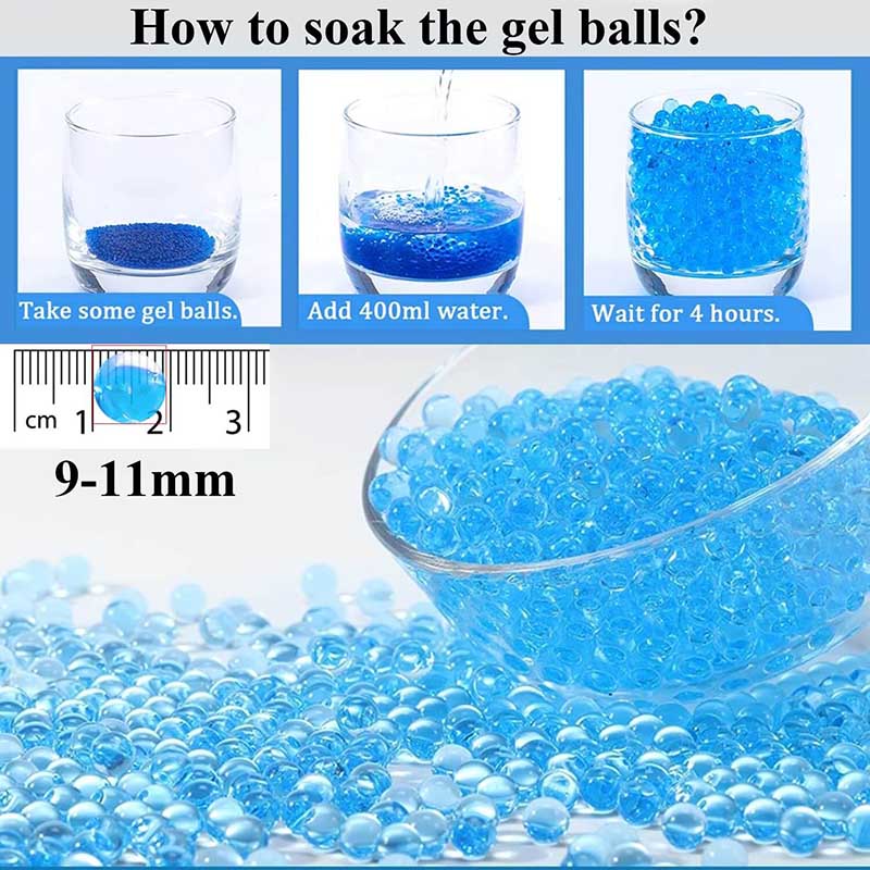 6 Packs Blue Gel Ball Water Beads 9-11mm for Sensory Play, Kids Party Favors, Home Decoration & Stress Relief