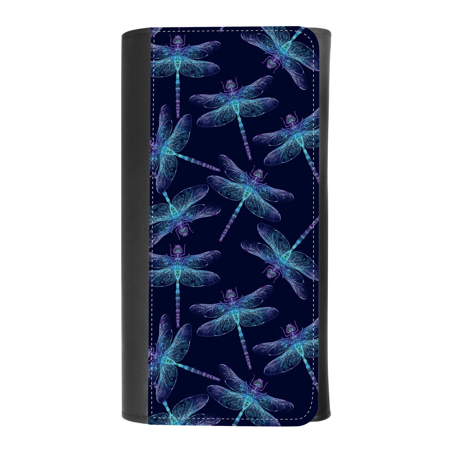 Neon Dragonfly Leather Wallet with Card Holder - Stylish Women's Accessory for Everyday Use