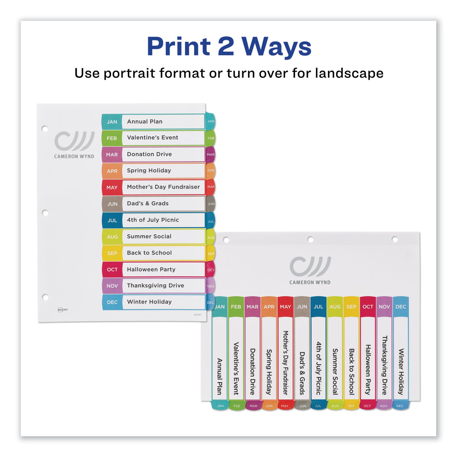 Avery Customizable TOC Ready Index Multicolor Tab Dividers - 12 Tabs (January to December), 11 x 8.5 Inches, White with Contemporary Color Tabs - Perfect for Office Organization, School Binders & Document Filing