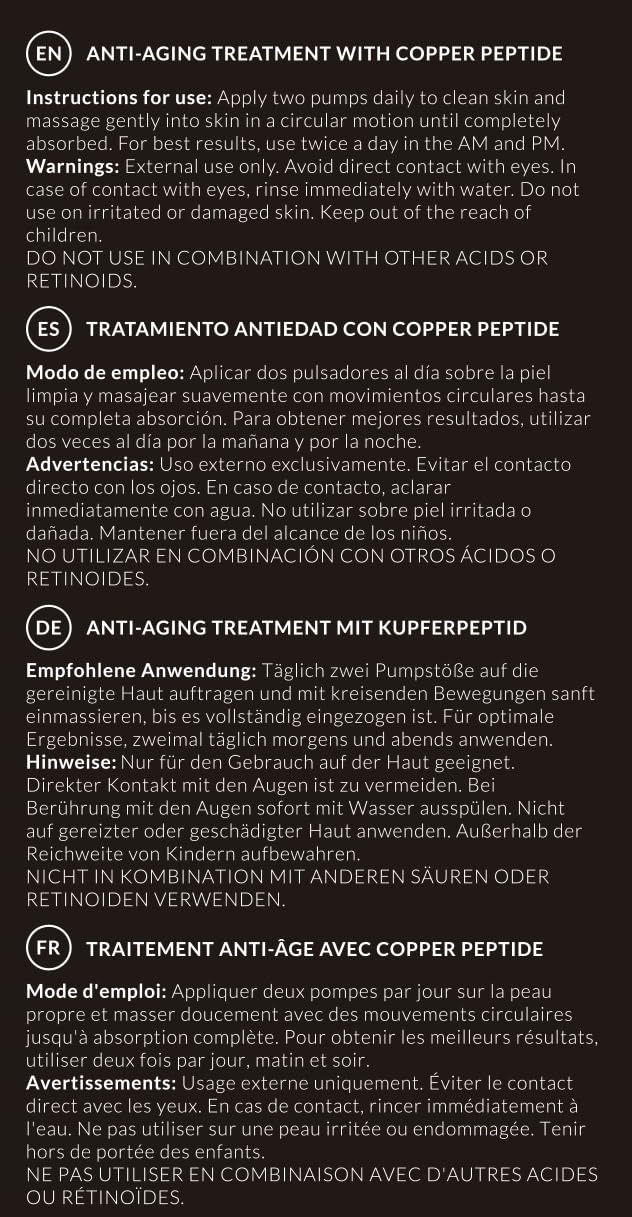 3% Pure Copper Peptide Serum for Anti-Aging | Wrinkle Reduction & Skin Rejuvenation Treatment | Day & Night Moisturizer for Face & Neck