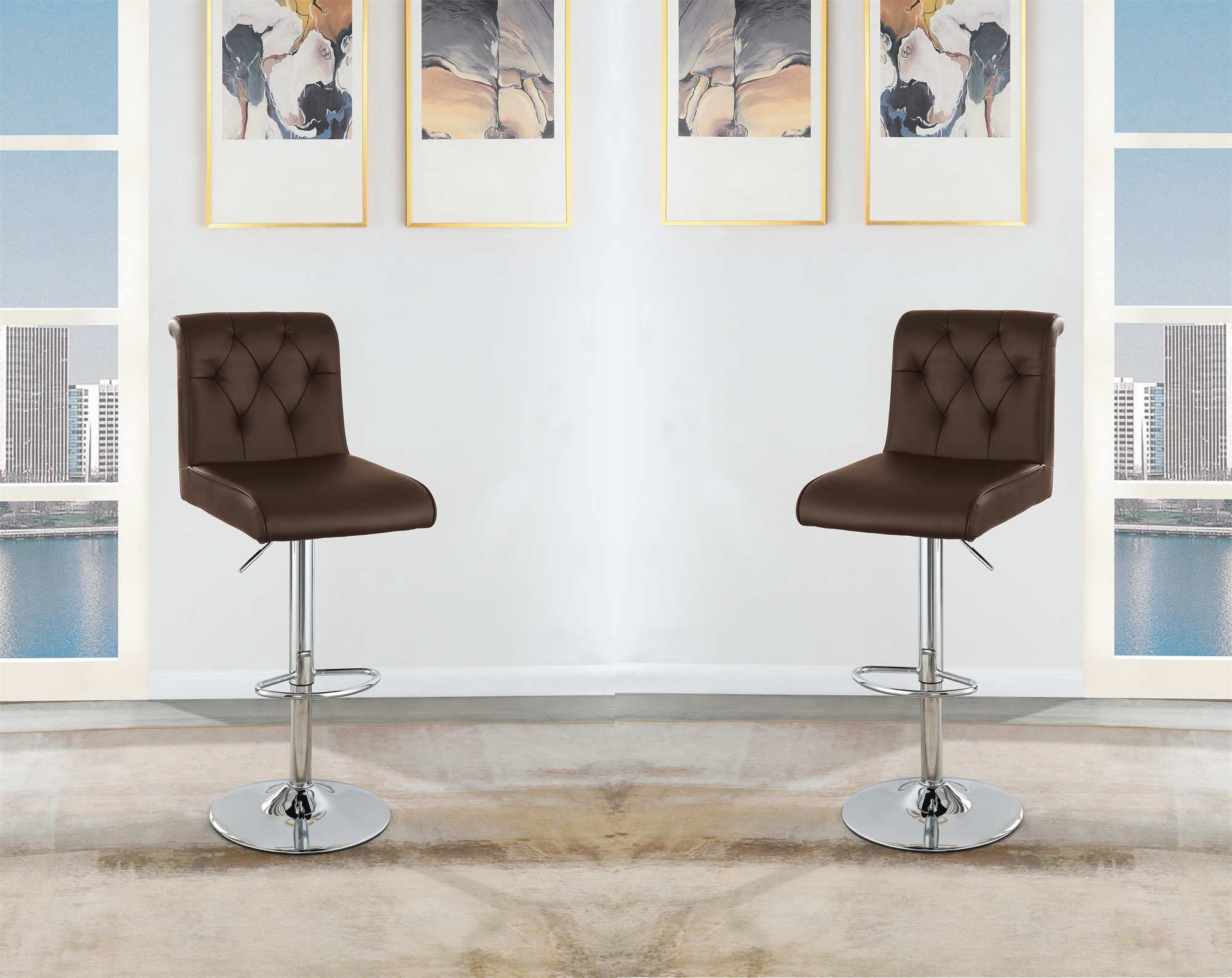 Adjustable Swivel Bar Stools - Modern Counter Height Barstools with Low Back & Footrest - Comfortable Upholstered Kitchen Island Chairs with Metal Base - Perfect for Home Bar, Dining Room, Cafe, Espresso Bar & Restaurant Seating