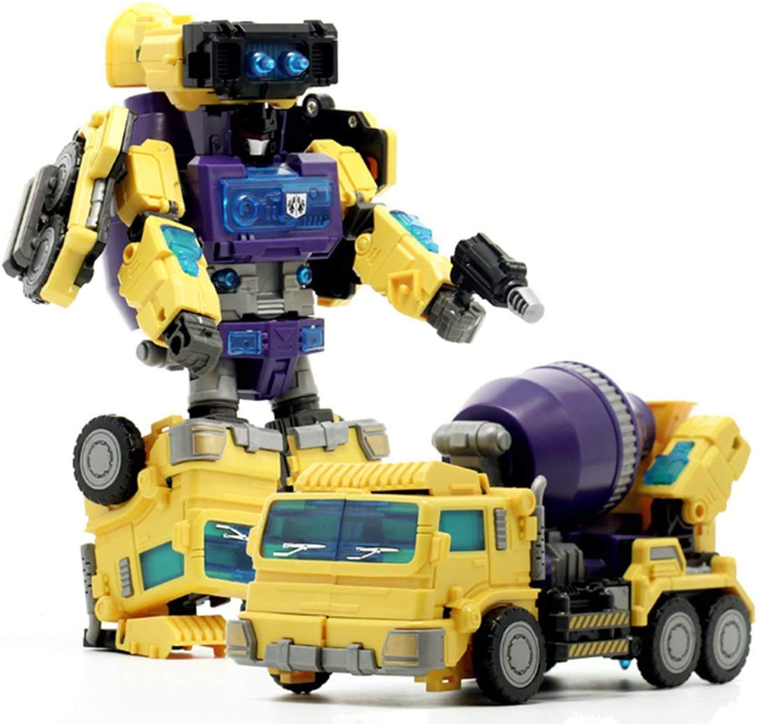 NBK Deformation Oversize 6-in-1 Combiner Robot Toy - Transformable Engineering Vehicle Action Figure Set (Devastator Style, Yellow) | STEM Learning Gift for Boys & Kids | Construction Play, Battle Scenes & Collectible Display