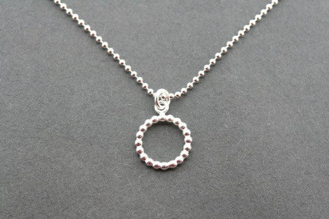 Sterling Silver Beaded Circle Pendant Necklace with 45cm Ball Chain - Elegant Jewelry for Women, Perfect for Everyday Wear and Special Occasions
