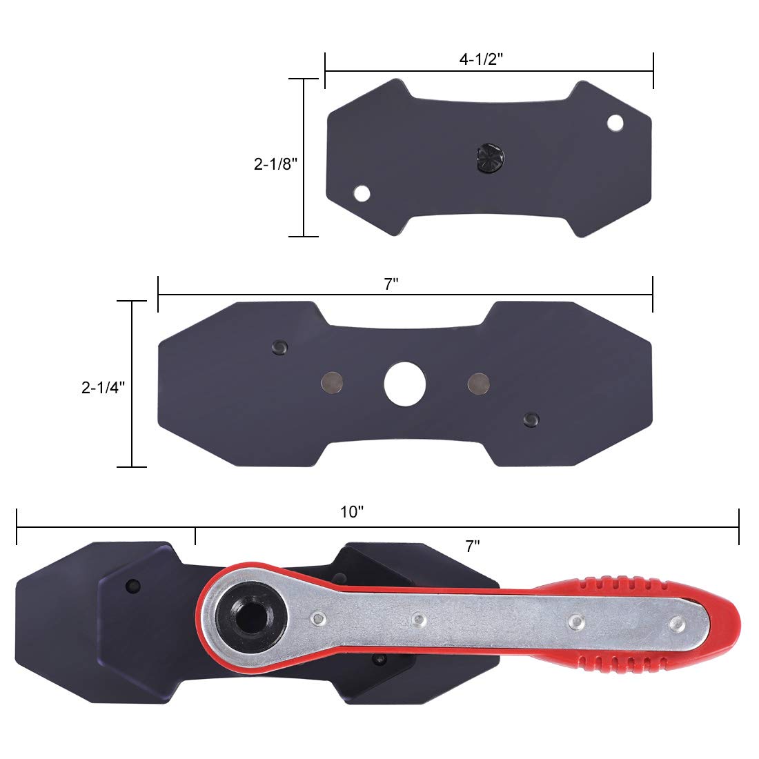 JIFETOR 360 Degree Swing Ratchet Brake Caliper Press Tool - Car Wheel Piston Spreader with 2 Extra Large Plates for Single/Twin/Quad/Sextuplet Piston Disc Brakes (Red) - Perfect for DIY Auto Repair & Professional Mechanic Use