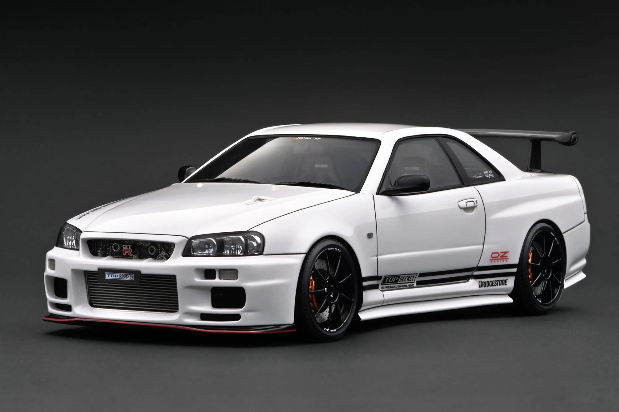 PREORDER - Ignition Model 1:18 Scale Nissan Skyline R34 GT-R TOP SECRET White Diecast Car - Collector's Edition for Display & Racing Enthusiasts