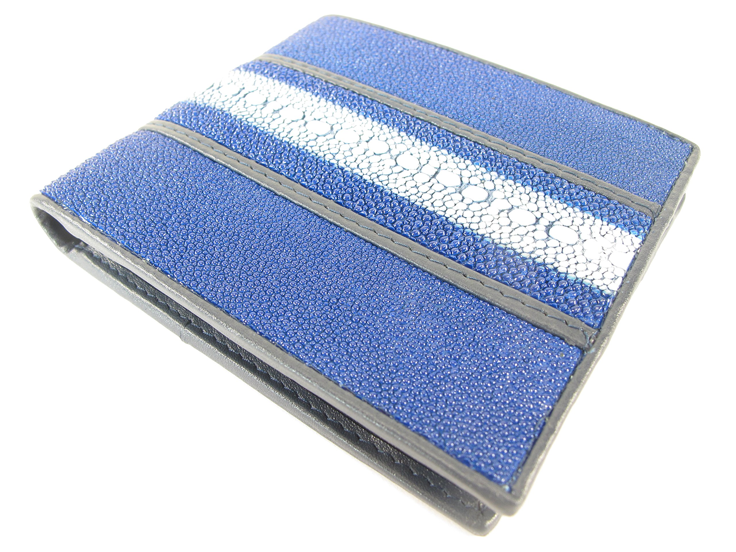 Genuine Row Diamond Stingray Skin Leather Bifold Wallet for Men - Luxury Slim RFID Blocking Credit Card Holder - Perfect for Business, Travel & Everyday Use