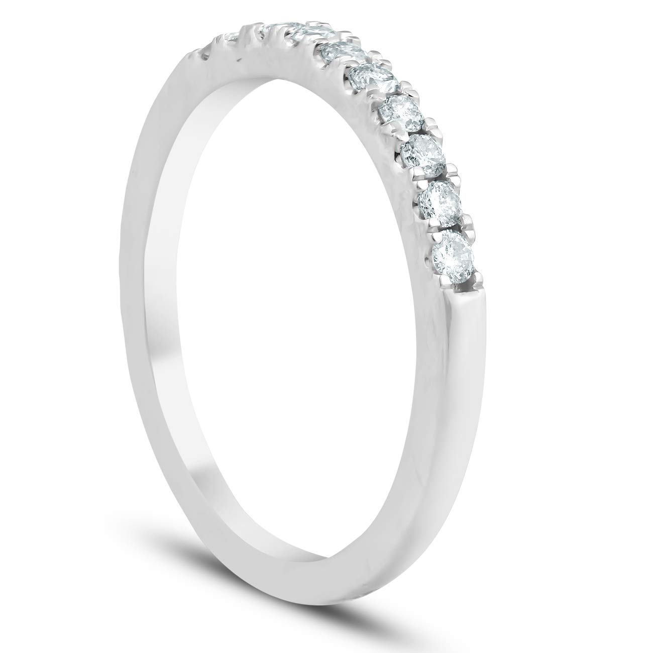 1/4 Carat Diamond Wedding Ring - 10K White Gold Stackable Anniversary Band for Women - Perfect for Bridal Sets, Stacking Rings & Special Occasions