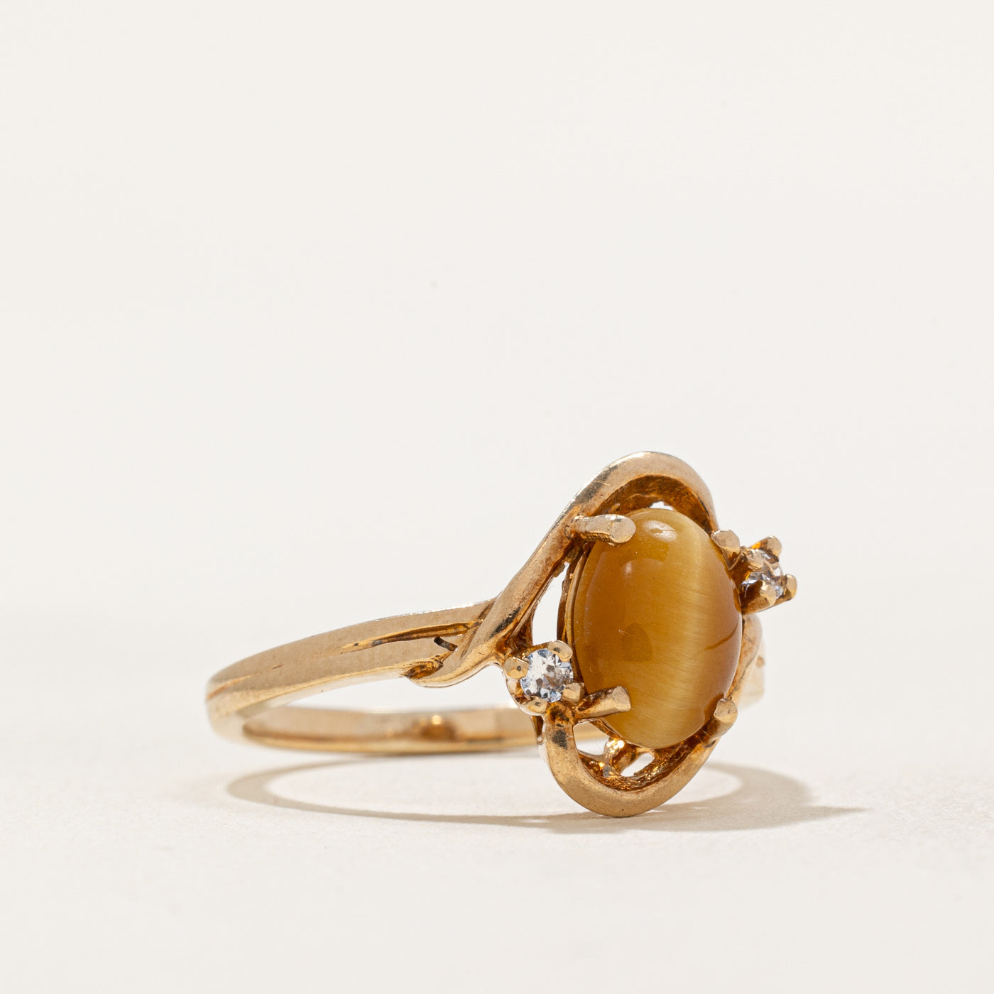 Tiger's Eye & Synthetic Spinel Ring - 1.00ct Gemstone Jewelry with 0.05ctw Accents - Size 5.5 - Elegant Statement Ring for Women - Perfect for Everyday Wear, Office & Special Occasions