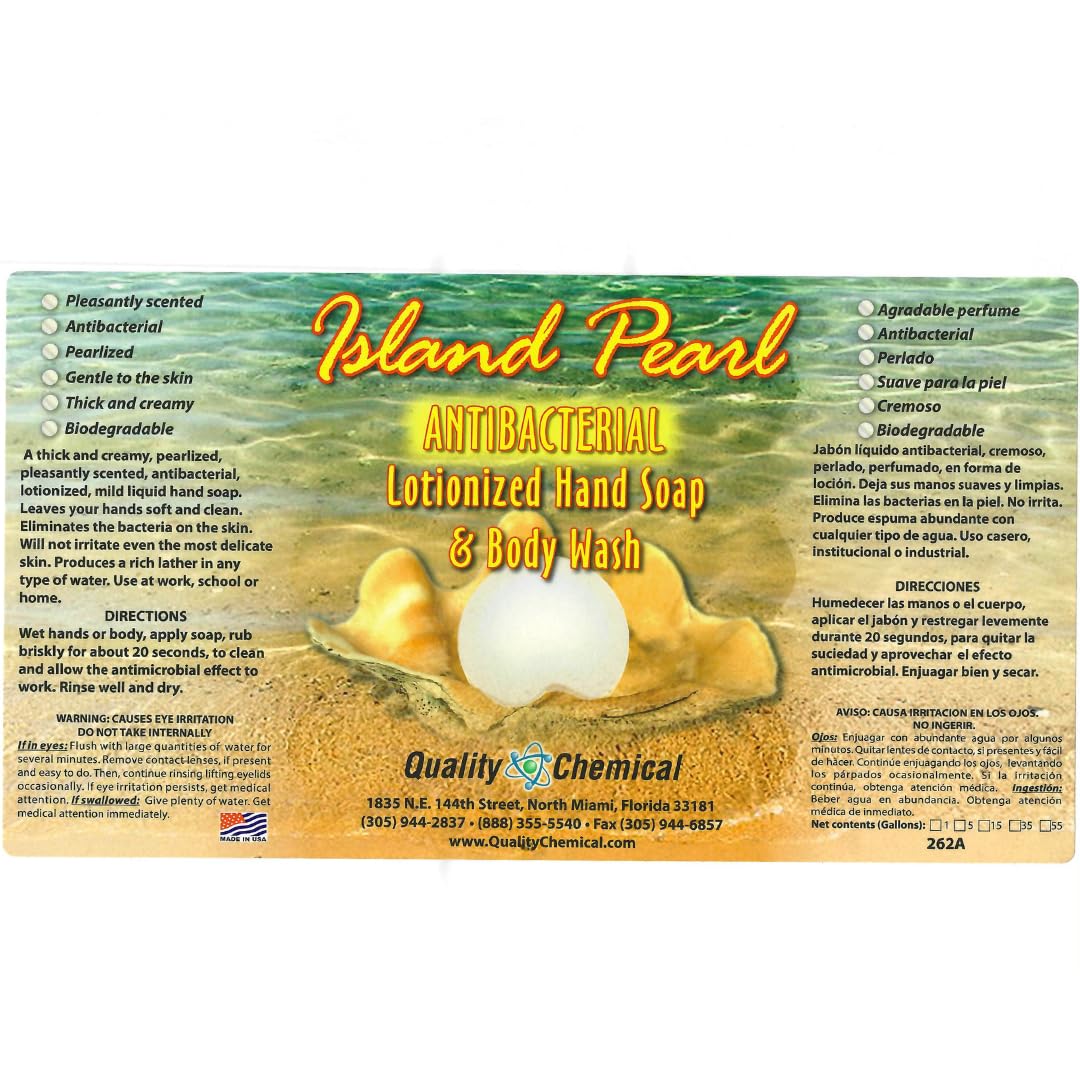 Premium Antibacterial Hand Soap Refill - 128 oz (1 Gallon) Bulk Pack of 4 | Island Pearl Scent | Moisturizing & Gentle Formula for Home, Office & Commercial Use | Ideal for Restaurants, Hospitals & High-Traffic Areas