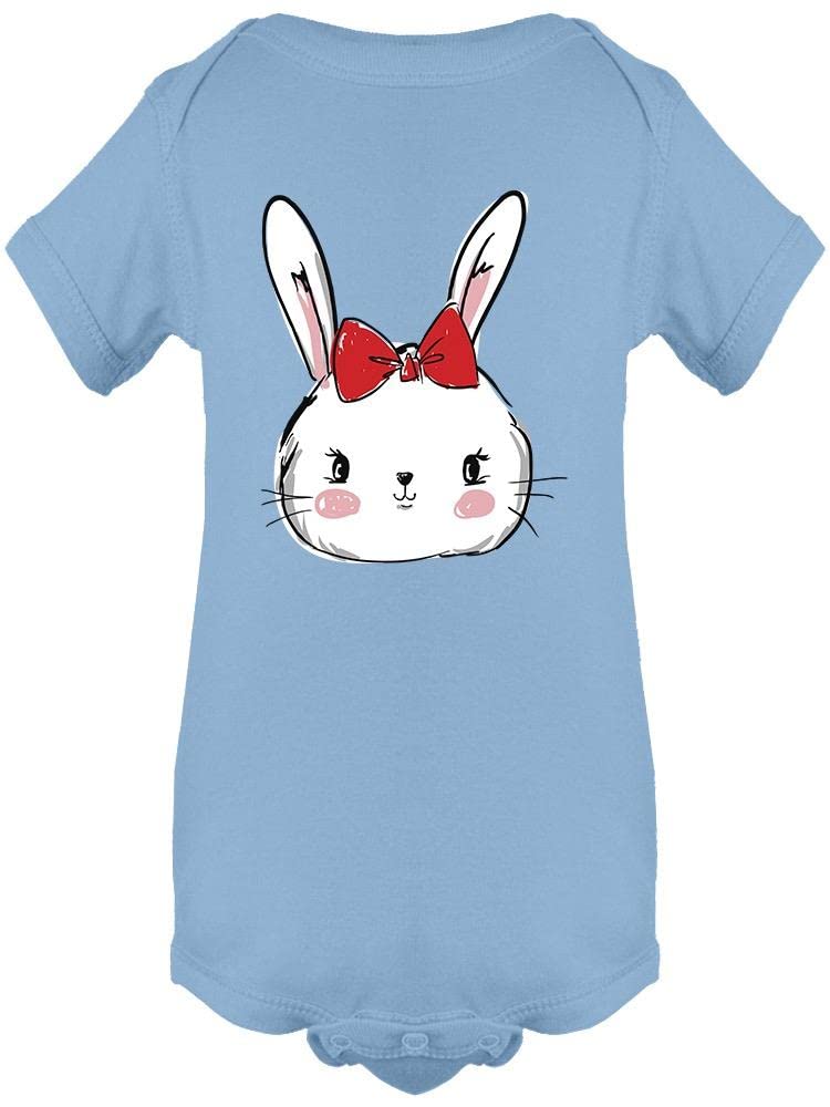 Smartprints Cute Rabbit with Red Ribbon Bodysuit - Soft Cotton Baby Onesie for Newborns & Infants - Perfect for Photoshoots, Baby Showers & First Birthday Outfits