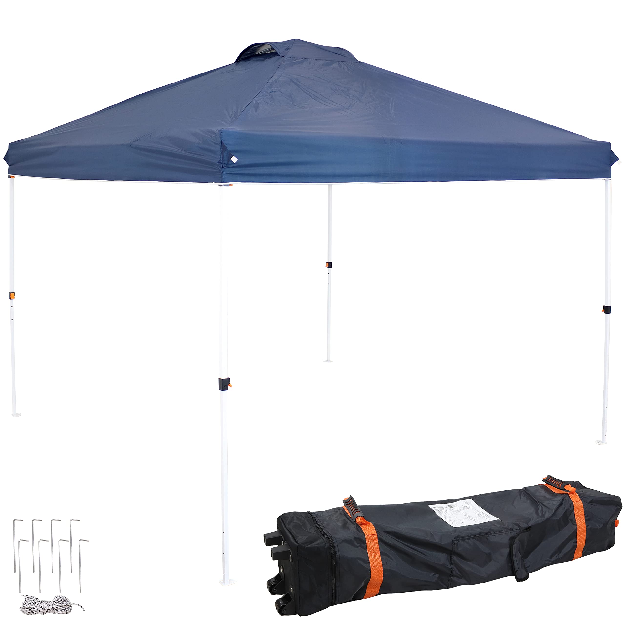 12x12 Foot Premium Pop-Up Canopy Tent with Rolling Carry Bag - Straight Leg Folding Outdoor Shade Shelter - Blue - Perfect for Backyard Parties, Camping & Beach Outings