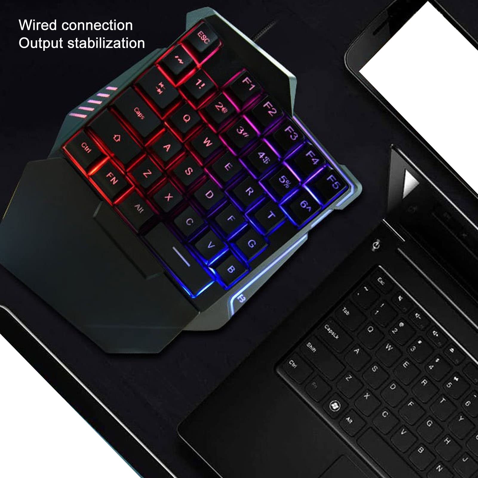 CICIGLOW One-Handed Gaming Keyboard - 35 Key RGB Backlit Mini Keypad, Silent Ergonomic Mechanical Keyboard for PC, Mac, Laptop - Perfect for FPS, MMO, MOBA Gaming & Office Work