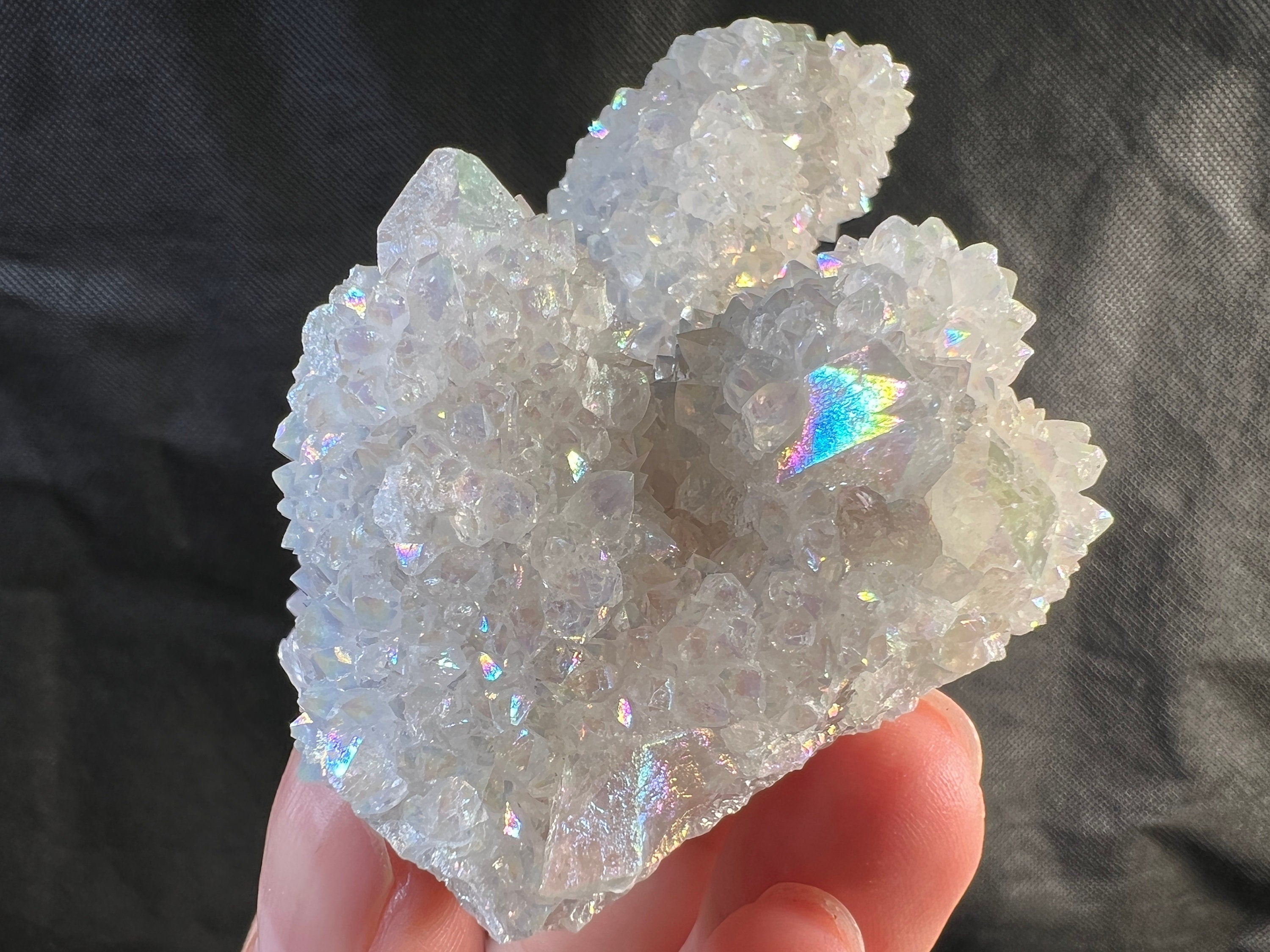 Angel AURA QUARTZ Crystal Cluster - Rainbow Healing Stone, Natural Spirit Quartz Geode for Meditation & Energy Work | Home Decor, Office Feng Shui, Reiki Healing & Spiritual Gifts