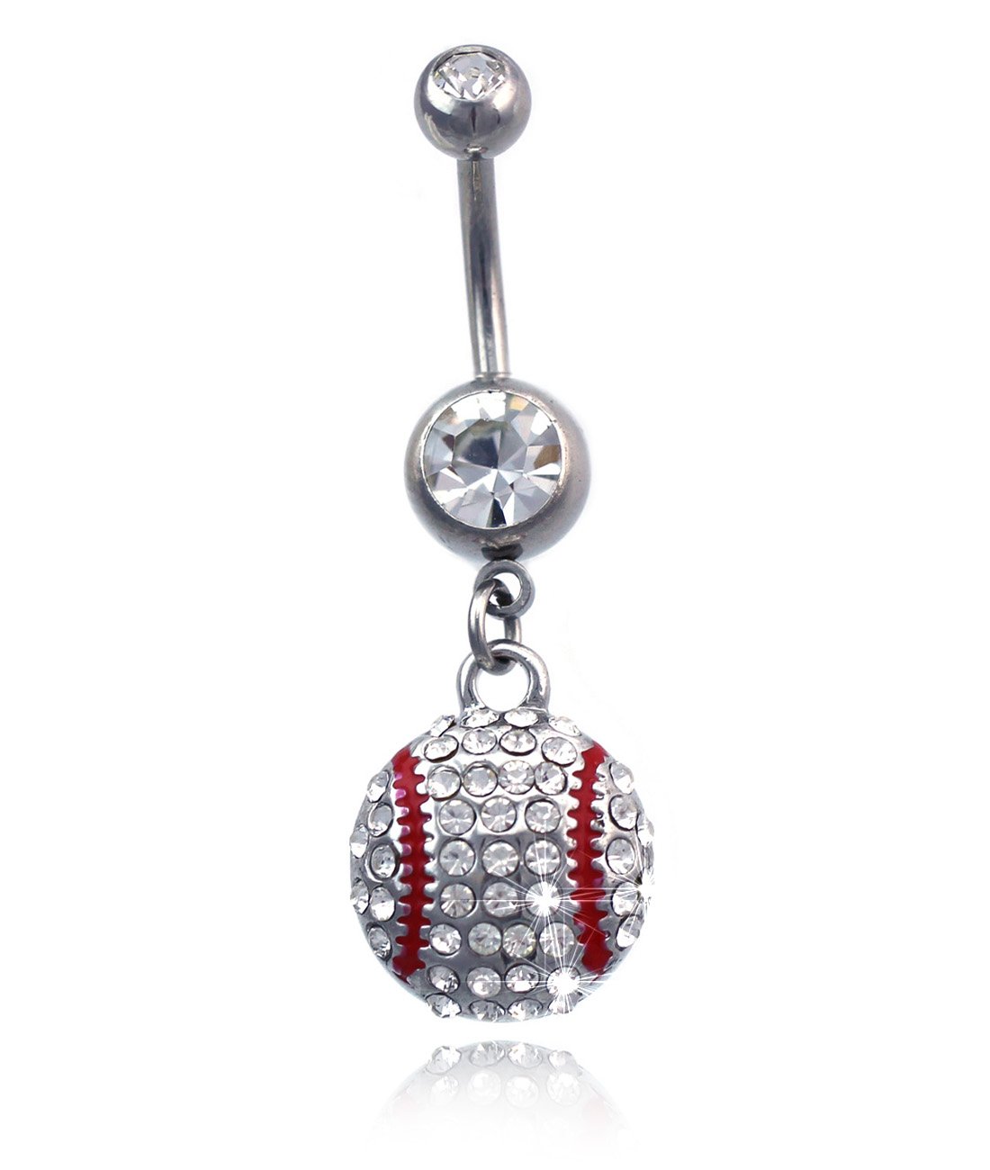 Trendy Sports Charm Dangle Navel Belly Ring - Stainless Steel Body Piercing Jewelry for Women - Perfect for Workouts, Yoga & Beach Fashion