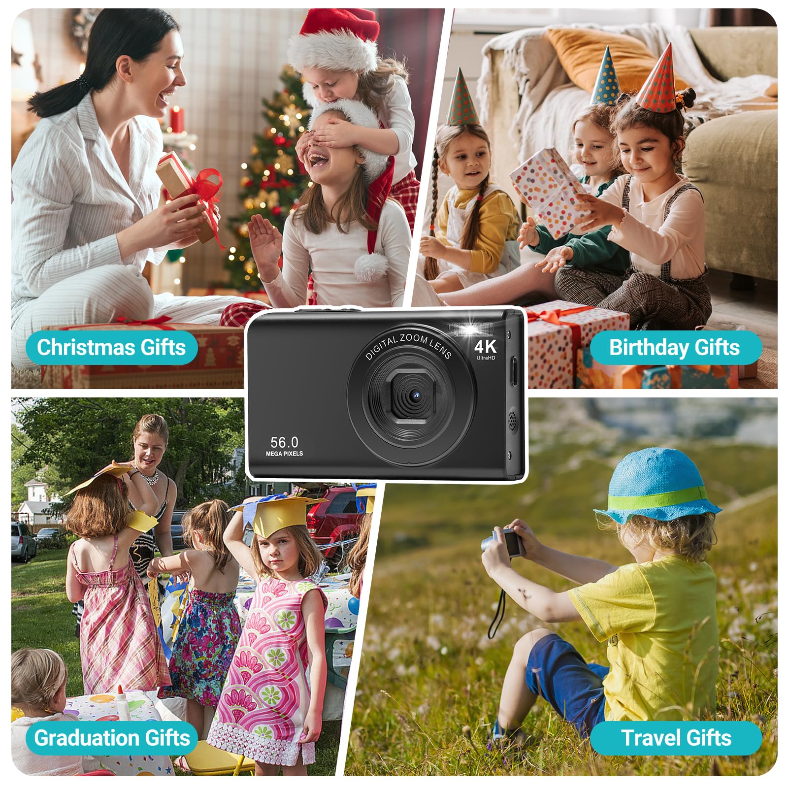 4K Kids Digital Camera with 32GB SD Card - Best Point and Shoot Camera for Children, Perfect Birthday Gift for Boys & Girls - Capture Family Moments, Travel Adventures & School Activities