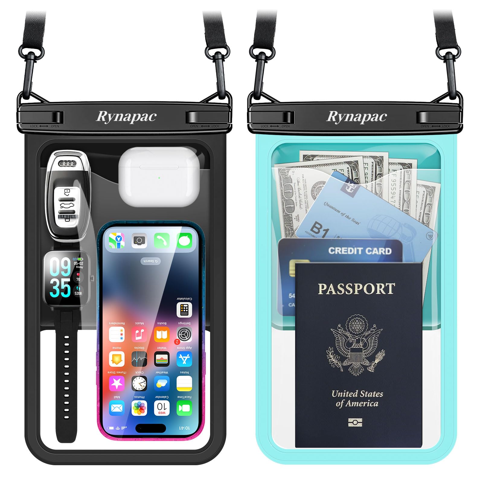 2 Pack Waterproof Phone Pouch - IPX8 Waterproof Phone Case with Lanyard for iPhone 16 15 14 Pro Max, Galaxy S24 S23 S22 Ultra - Perfect for Beach, Swimming, Kayaking & Cruise Ship Essentials