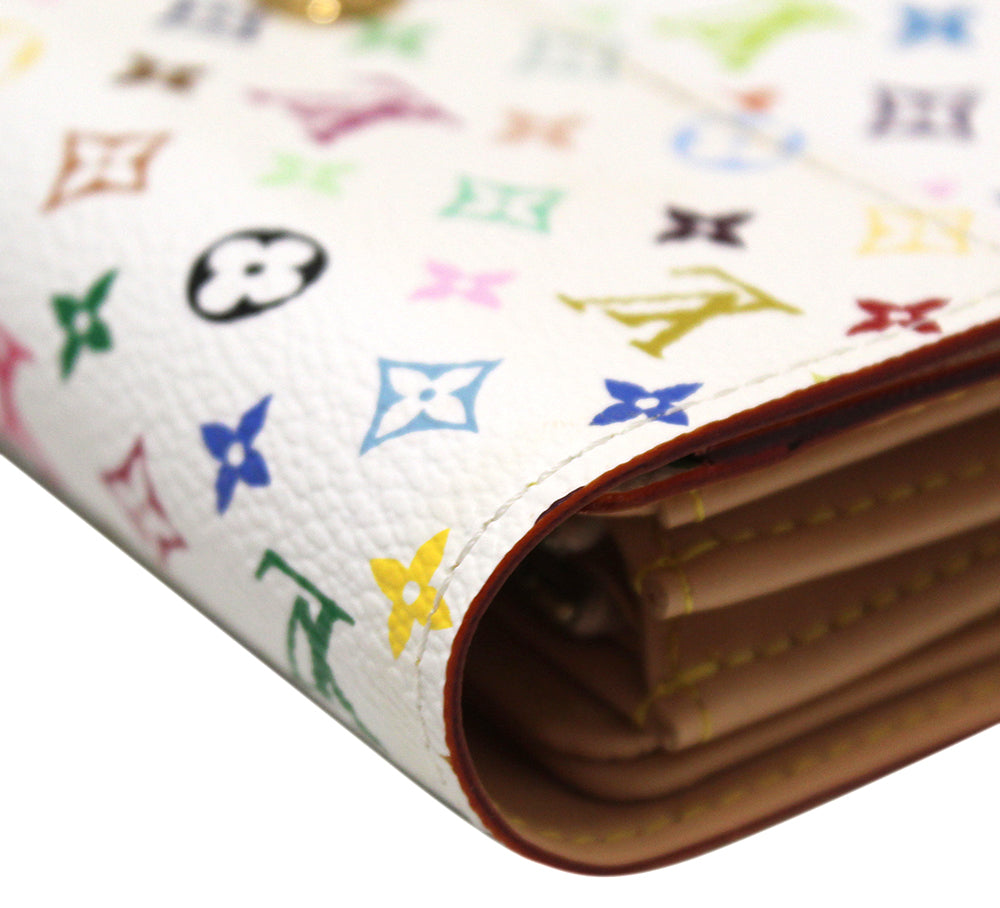 Authentic Louis Vuitton White Monogram Multicolor Alexandra Wallet - Luxury Women's Designer Clutch for Everyday Use & Special Occasions