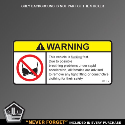 F'ing Fast Warning No Bra Self-Adhesive Sticker Decal - Waterproof Vinyl Decals for Laptops, Cars, Motorcycles & DIY Projects