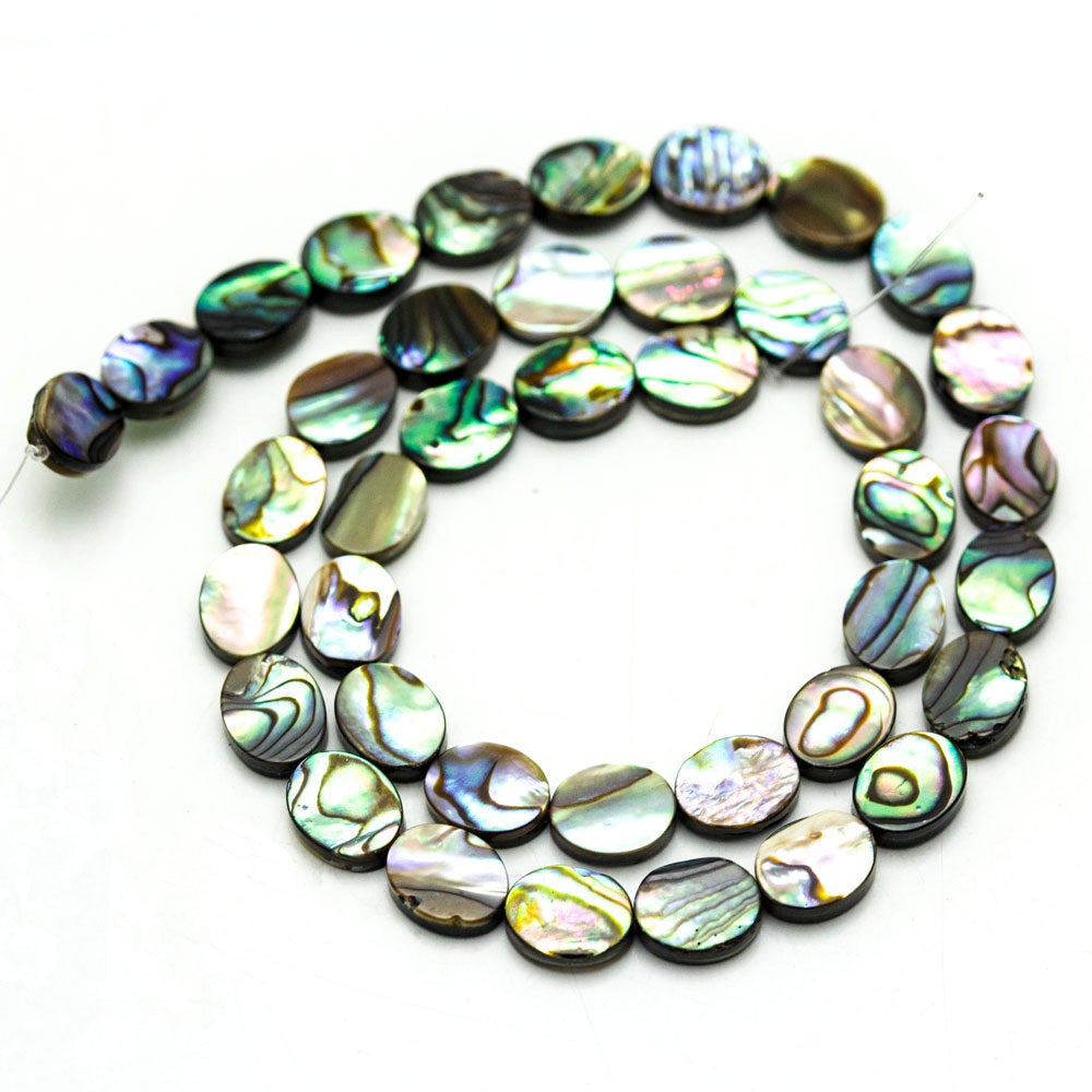 Premium Abalone Oval Beads for Jewelry Making - 8x10mm, 8x12mm, 10x14mm, 12x16mm, 13x18mm Sizes - 15.5 Inch Strand - Perfect for Necklaces, Bracelets & DIY Craft Projects