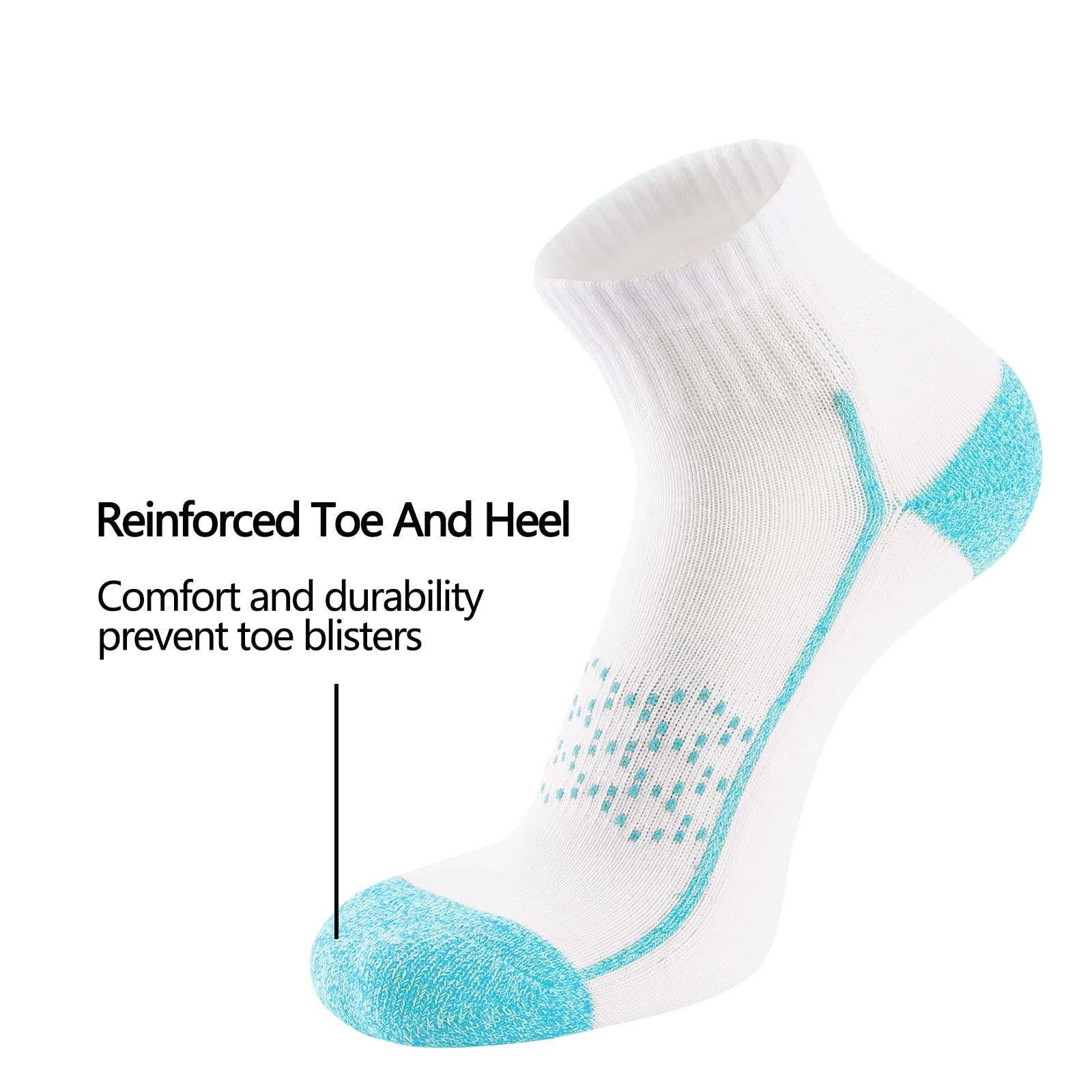 Hepsibah Women's Ankle Athletic Socks - 6 Pack Cotton Thick Cushioned Low Cut Running Socks for Workout, Jogging & Everyday Comfort