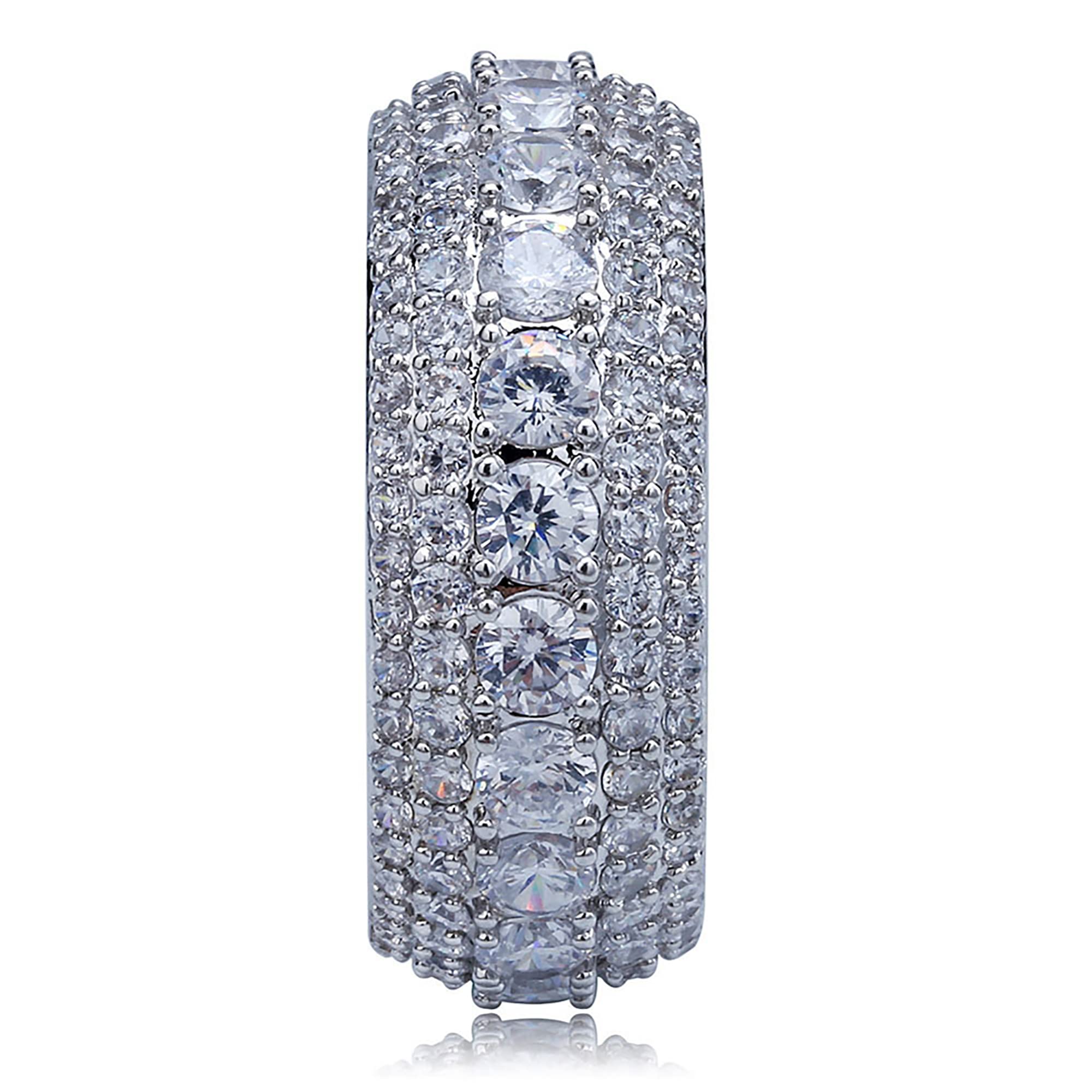 Men's Iced Out Hip Hop Cubic Zirconia Ring - Bling Diamond CZ Wedding Band for Engagement, Anniversary & Eternity - Perfect for Men & Women (Gift for Him/Her, Prom, Party, Special Occasions)