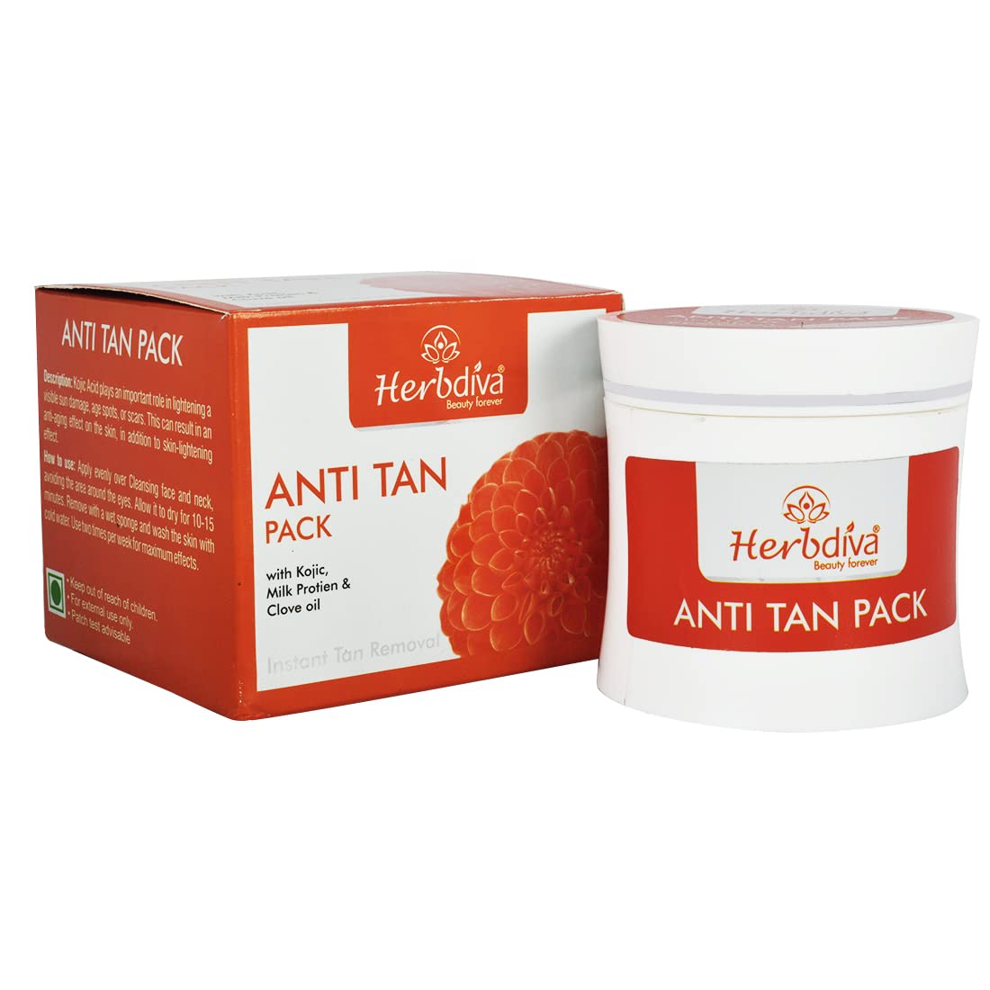 Herbdiva Anti-Tan Face Pack 250ml - Enriched with Clove Oil & Milk Protein for Tan Removal & Skin Brightening | Natural Beauty Treatment for Glowing Skin | Perfect for Daily Skincare & Sun Damage Repair