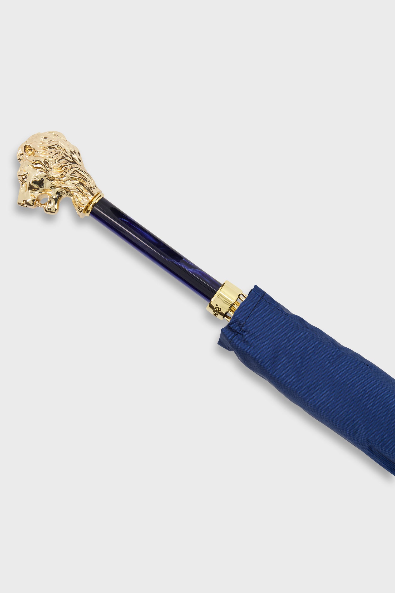 Pasotti Luxury Blue & Gold Lion Handle Umbrella - Windproof & Waterproof for Men & Women - Perfect for Outdoor Events, Weddings & Fashion Accessories