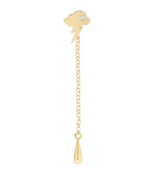 Storm Stud Earrings with Rain Drop Charm - Single Piece Dainty Jewelry for Women - Perfect for Everyday Wear, Date Nights & Gifts