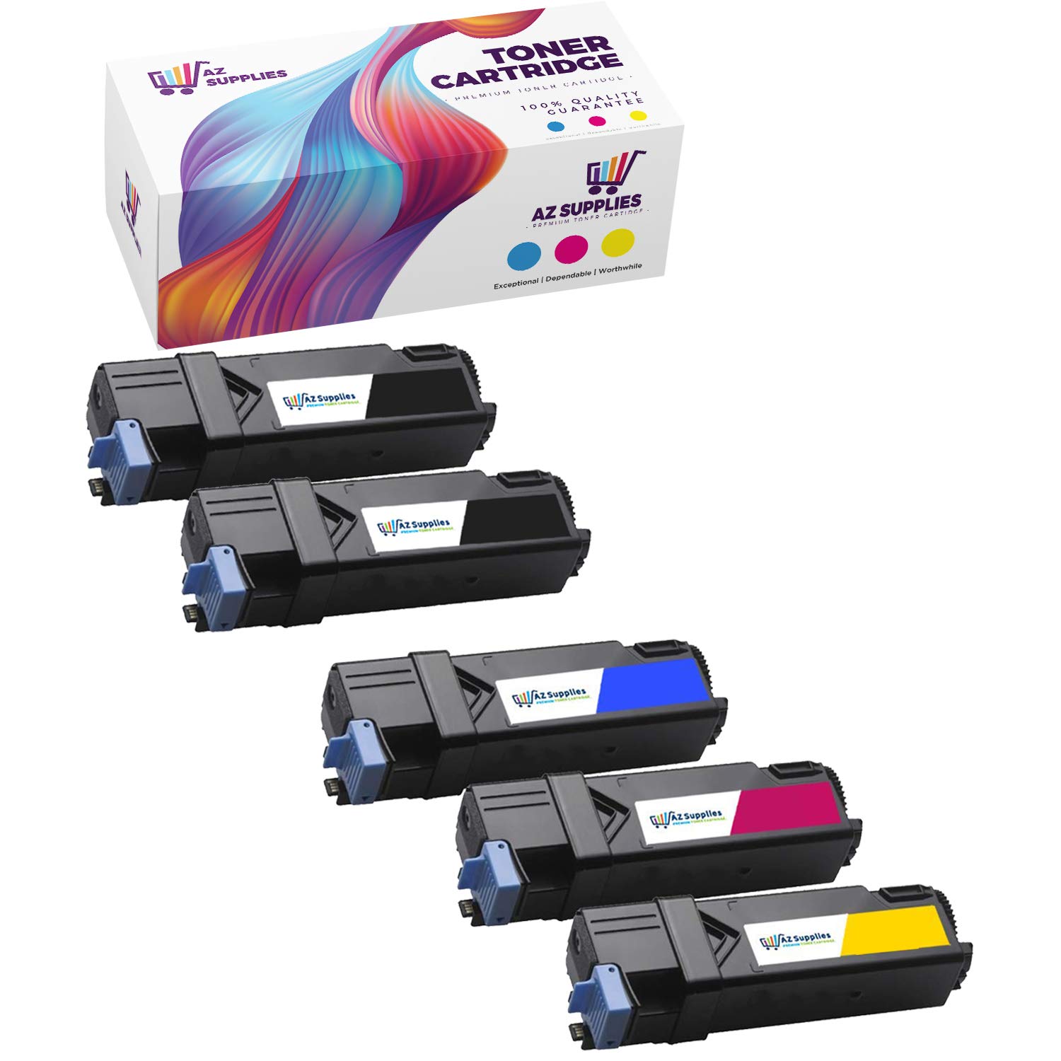 Dell 1320C Compatible Toner Cartridge Replacement (5-Pack) - 2x Black, Cyan, Magenta, Yellow for Dell 1320/1320C Laser Printer | High-Yield 310-9058, 310-9060, 310-9062, 310-9064 | Perfect for Office & Home Printing Needs