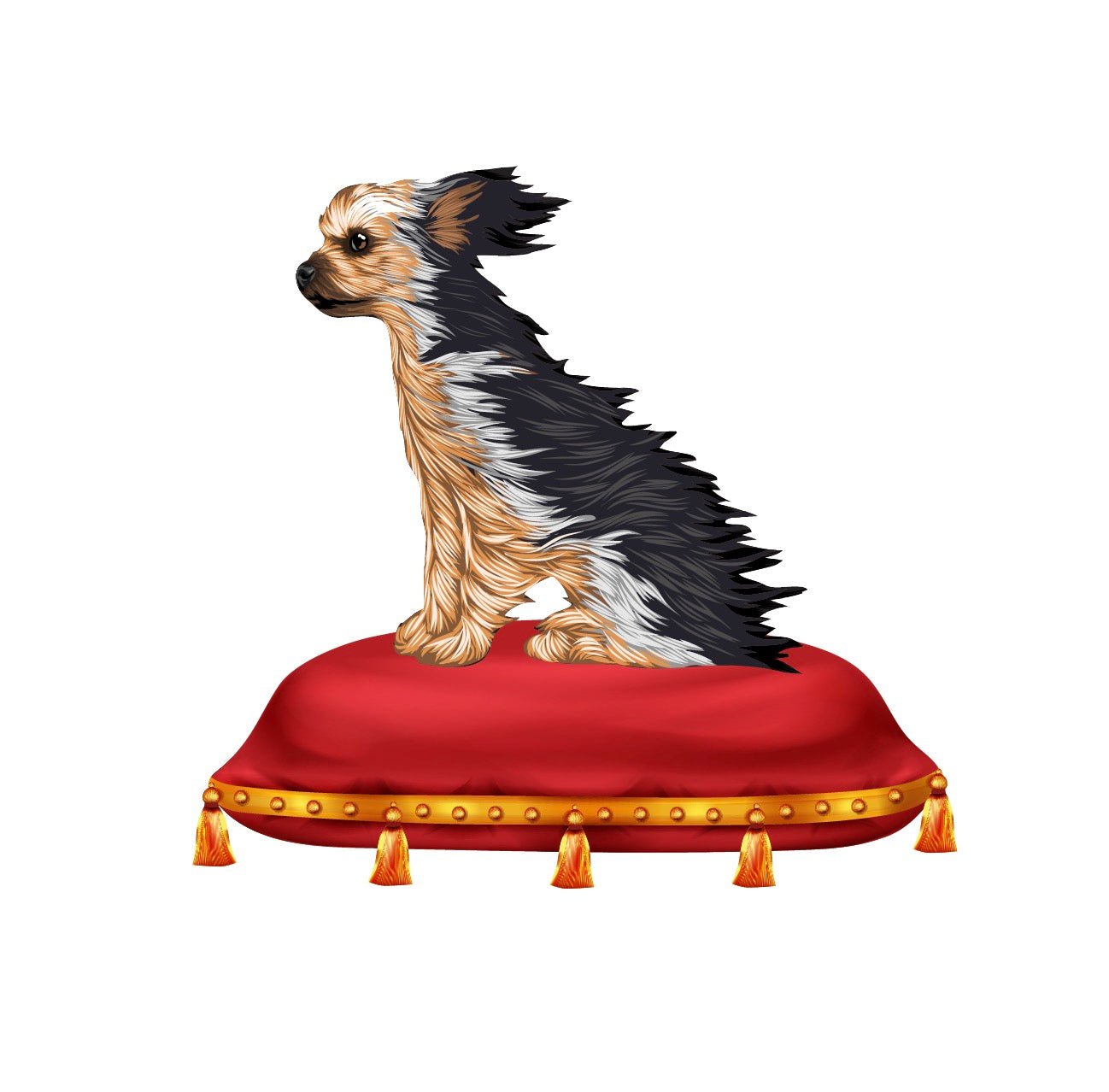 Luxury Royal Red Pillow with Elegant Gold Tassels - Premium Dog Themed Home Decor for Living Room, Bedroom & Pet-Friendly Spaces