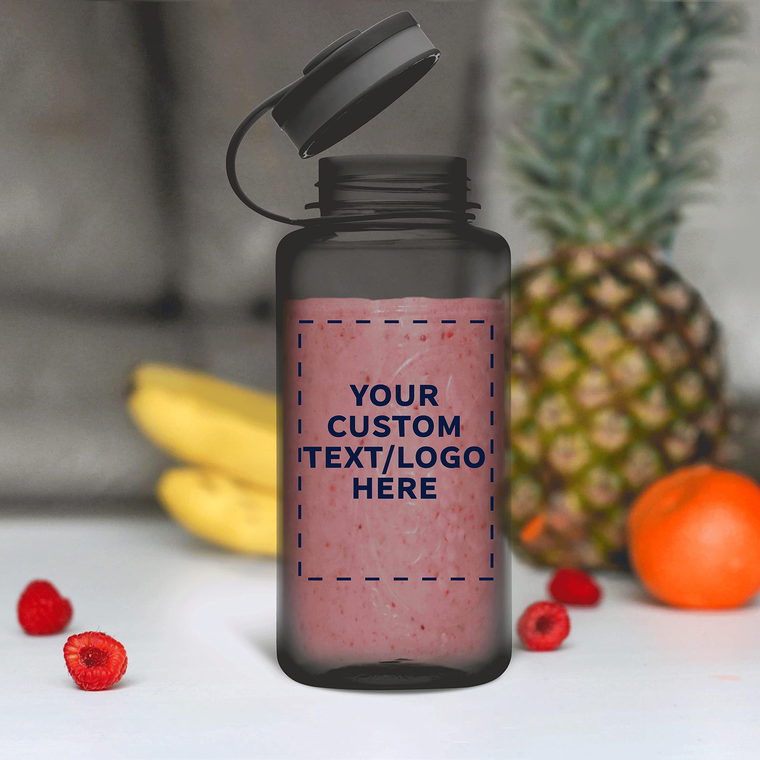 Custom 38oz Plastic Sports Water Bottles with Flip Lid - Bulk Pack of 50 Personalized Drink Bottles for Gym, Hiking, Cycling | Leakproof BPA-Free Reusable Water Containers for Sports, Camping, School & Outdoor Activities