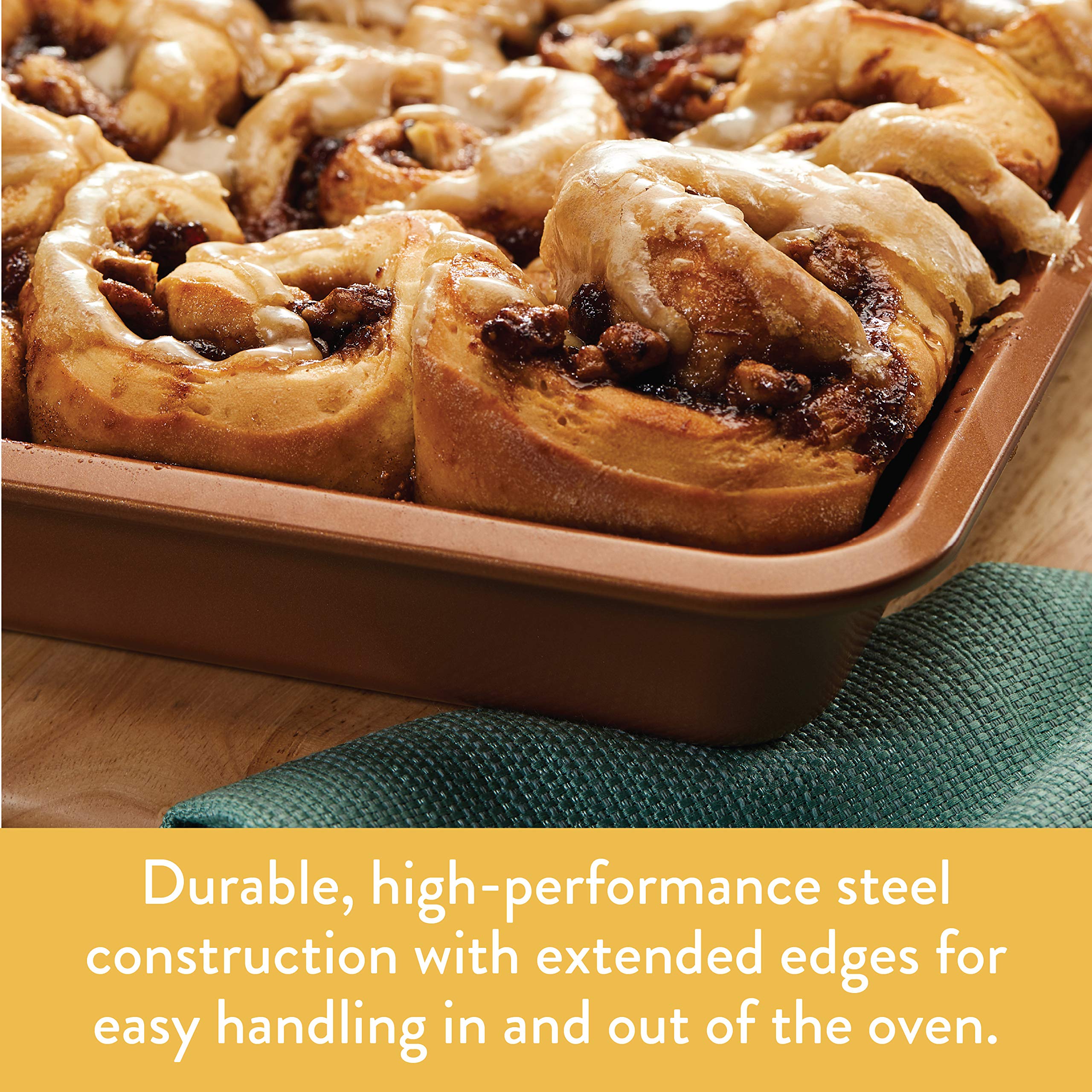 Ayesha Curry Nonstick Bakeware Set - 3 Piece Round Cake Pan Set, Oven Safe & Easy Clean Brown Baking Pans for Cakes, Pies, Brownies & Desserts - Perfect for Home Baking & Holiday Cooking