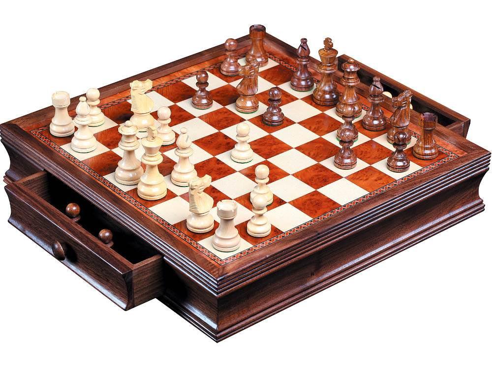 Premium 40cm Chess Set with Storage Drawer - Classic Wooden Chess Board for Home, Office & Game Nights