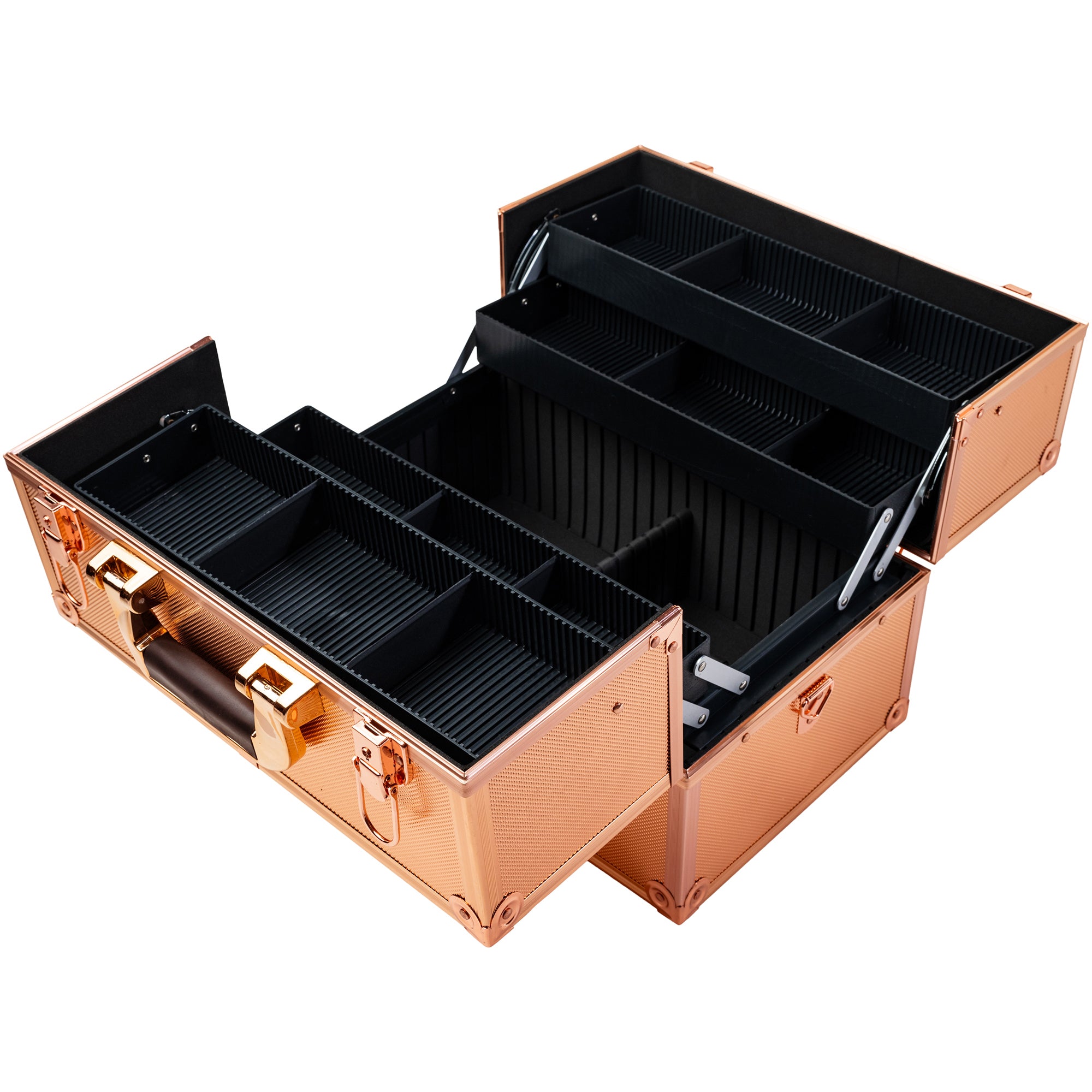 Professional Makeup Train Case with Shoulder Strap & Secure Locks - Portable Cosmetic Organizer for Travel, Salon, and Makeup Artists