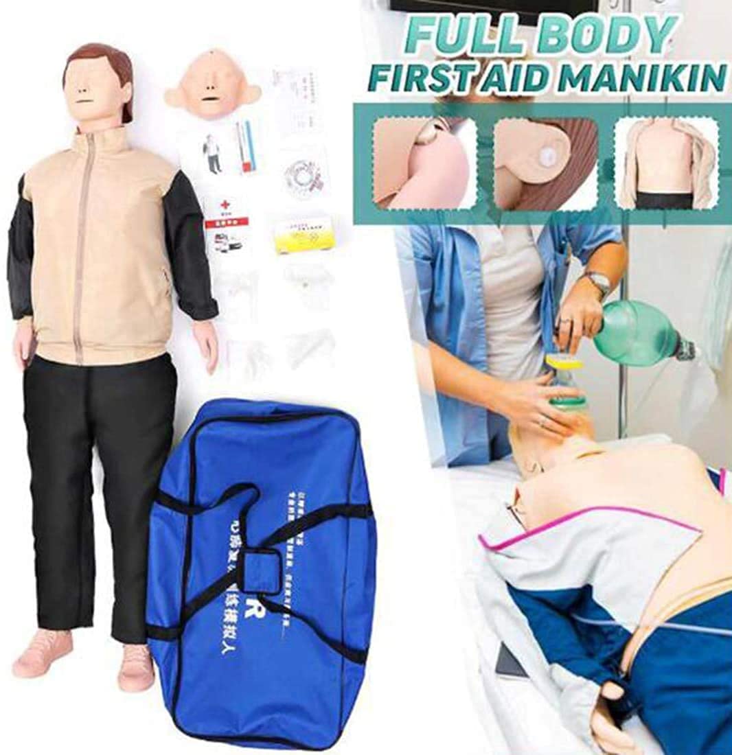 Professional Adult CPR Training Manikin - BLS & First Aid Practice Dummy for Chest Compressions & Artificial Respiration | Medical Emergency Training Equipment for Schools, Hospitals & Workplace Safety