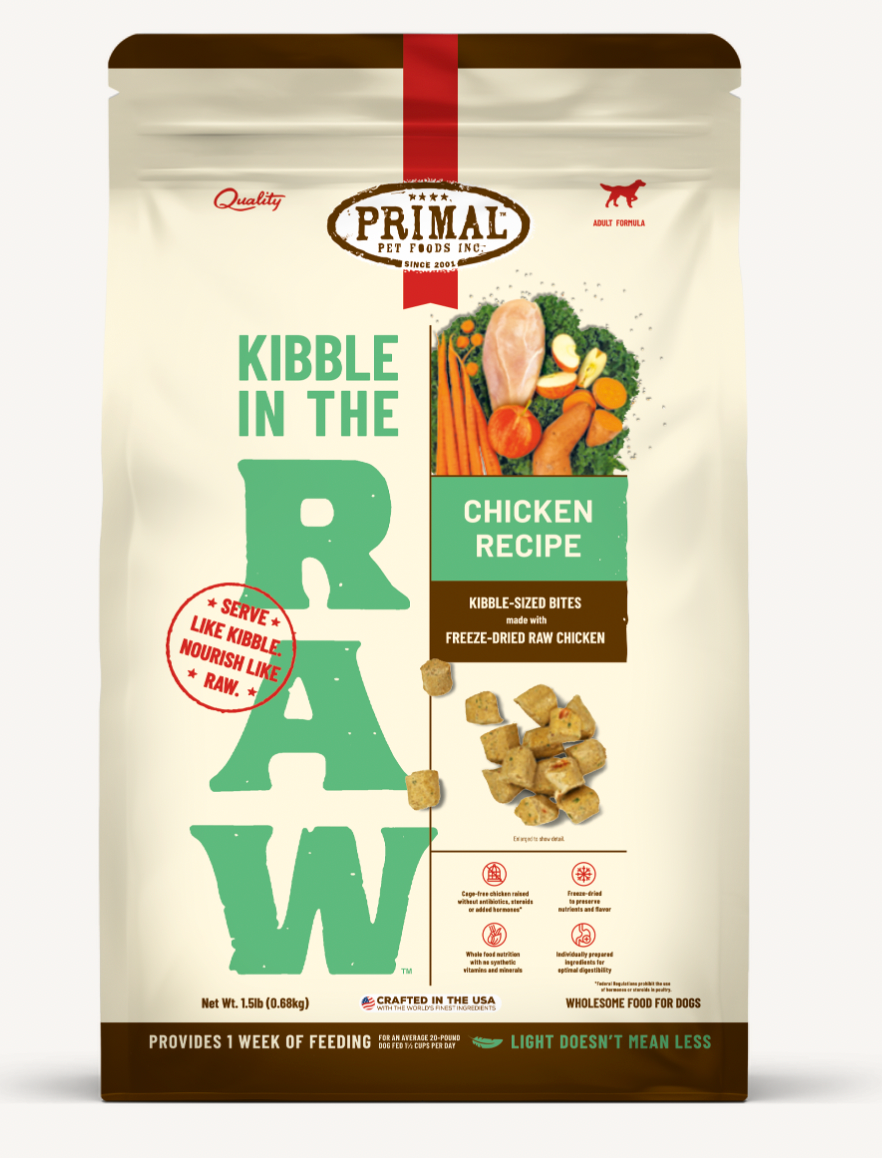 Primal Kibble In the Raw Chicken Dog Food - Grain-Free, High-Protein Raw Dog Food for All Breeds - Perfect for Active Dogs & Meal Toppers