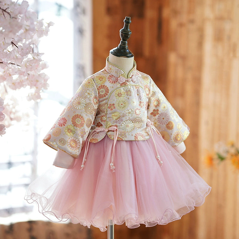 Chinese New Year Cheongsam Dress for Girls - Traditional Kids' Party Outfit for Festivals, Birthday Celebrations & Cultural Events