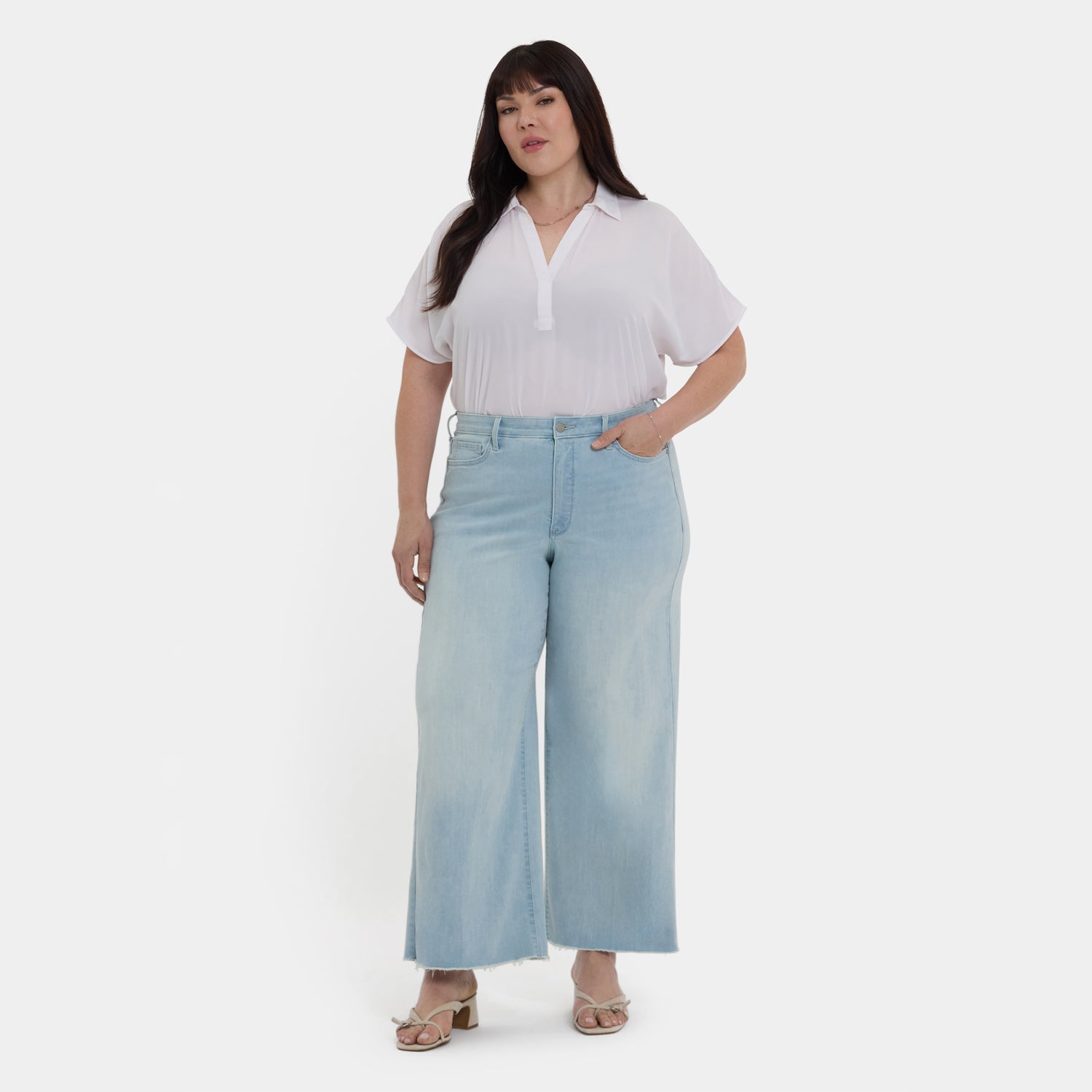 Brodi Women's Plus Size Wide Leg Ankle Jeans - Comfortable High Waist Denim Pants for Casual Wear | Clear Waters Wash | Perfect for Everyday Outfits and Weekend Looks