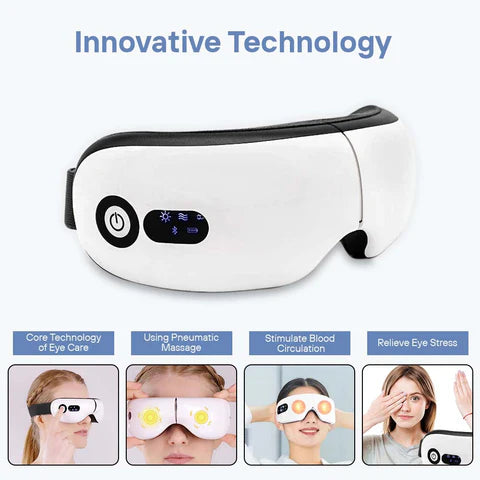 Siyaco 8S Eye Massager with Heat Therapy & Customizable Massage Modes - Relieve Eye Strain, Dry Eyes & Headaches for Office Workers & Gamers