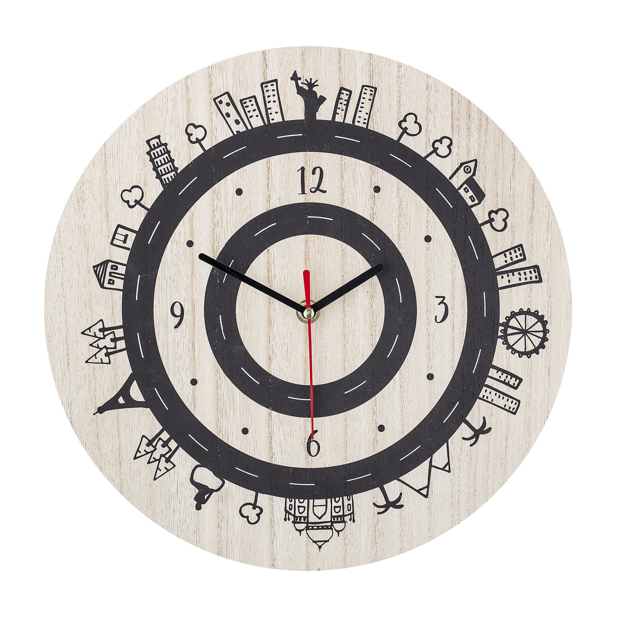 Bloomingville Cities Clock Nature - Stylish Wall Clock with Nature-Inspired Design for Home & Office Decor | Perfect for Living Room, Bedroom, or Workspace