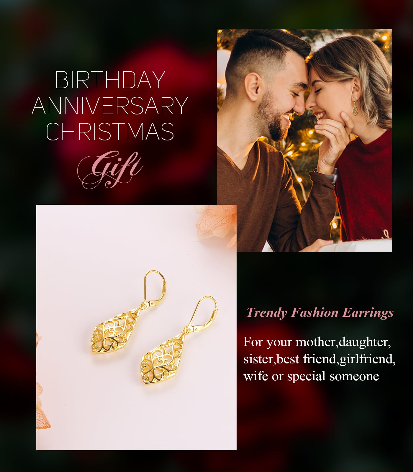 Teardrop Filigree Dangle Drop Leverback Earrings - Sterling Silver Jewelry for Women | Elegant Gift for Weddings, Parties & Special Occasions