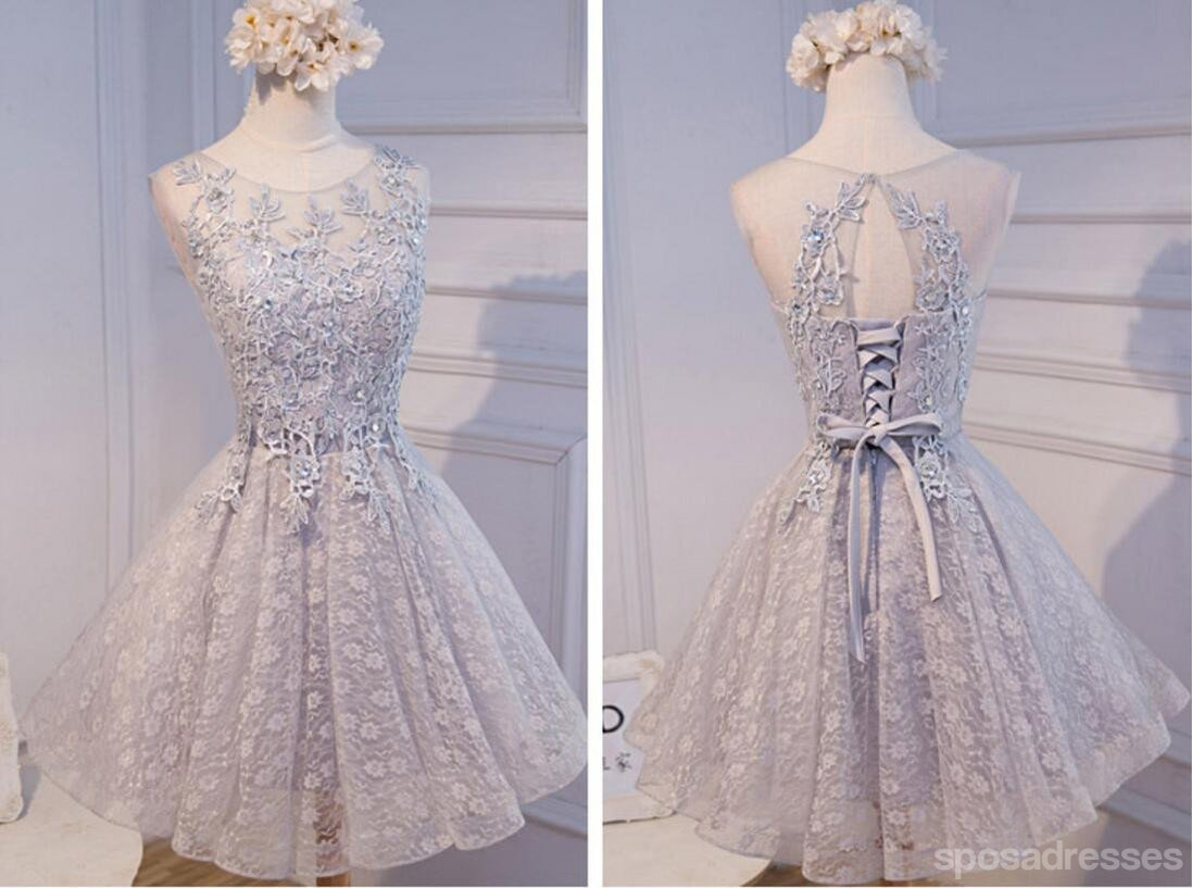 Elegant Open Back Scoop Neck Lace See-Through Prom Dress - Affordable Short Party Homecoming Dress for Women - Perfect for Dances, Formals & Special Occasions - Style CM272