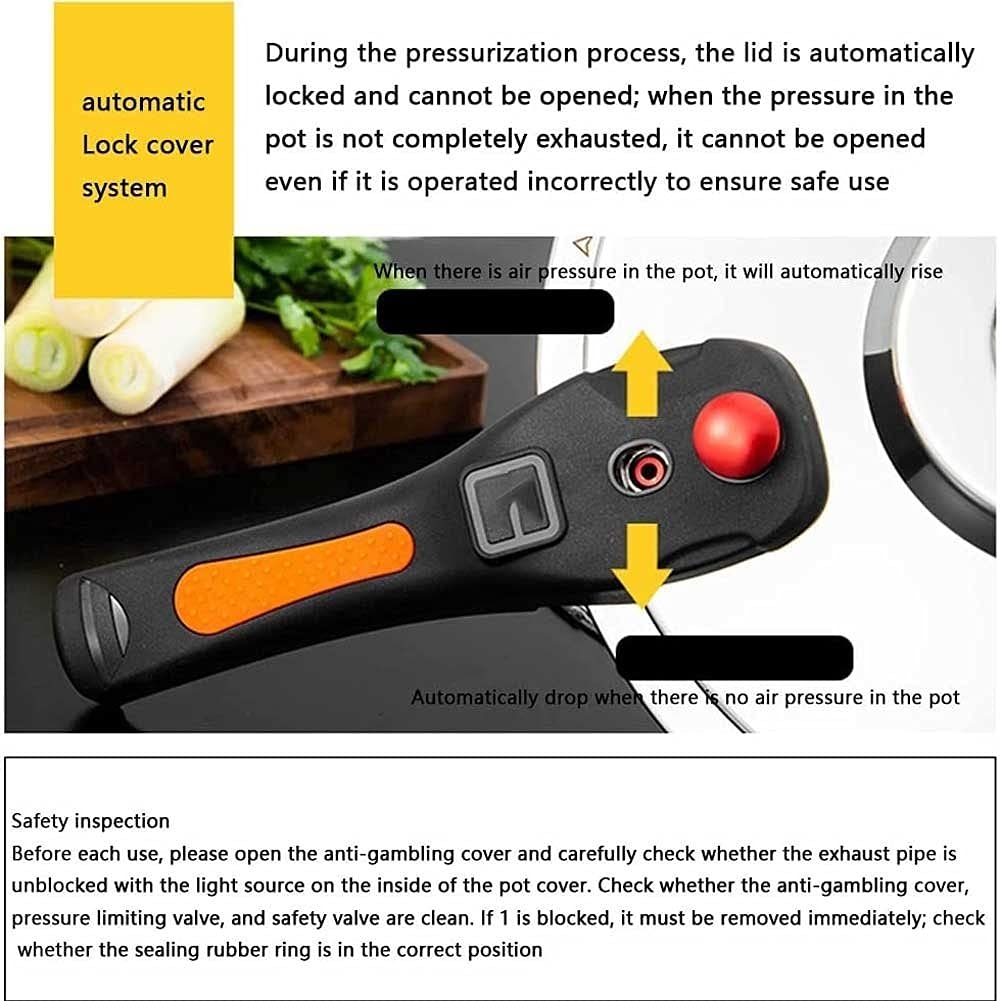 **5L Stainless Steel Pressure Cooker - Explosion-Proof, Thickened Design for Gas & Induction Hobs - Large Capacity for Family Cooking, Soups & Meal Prep**