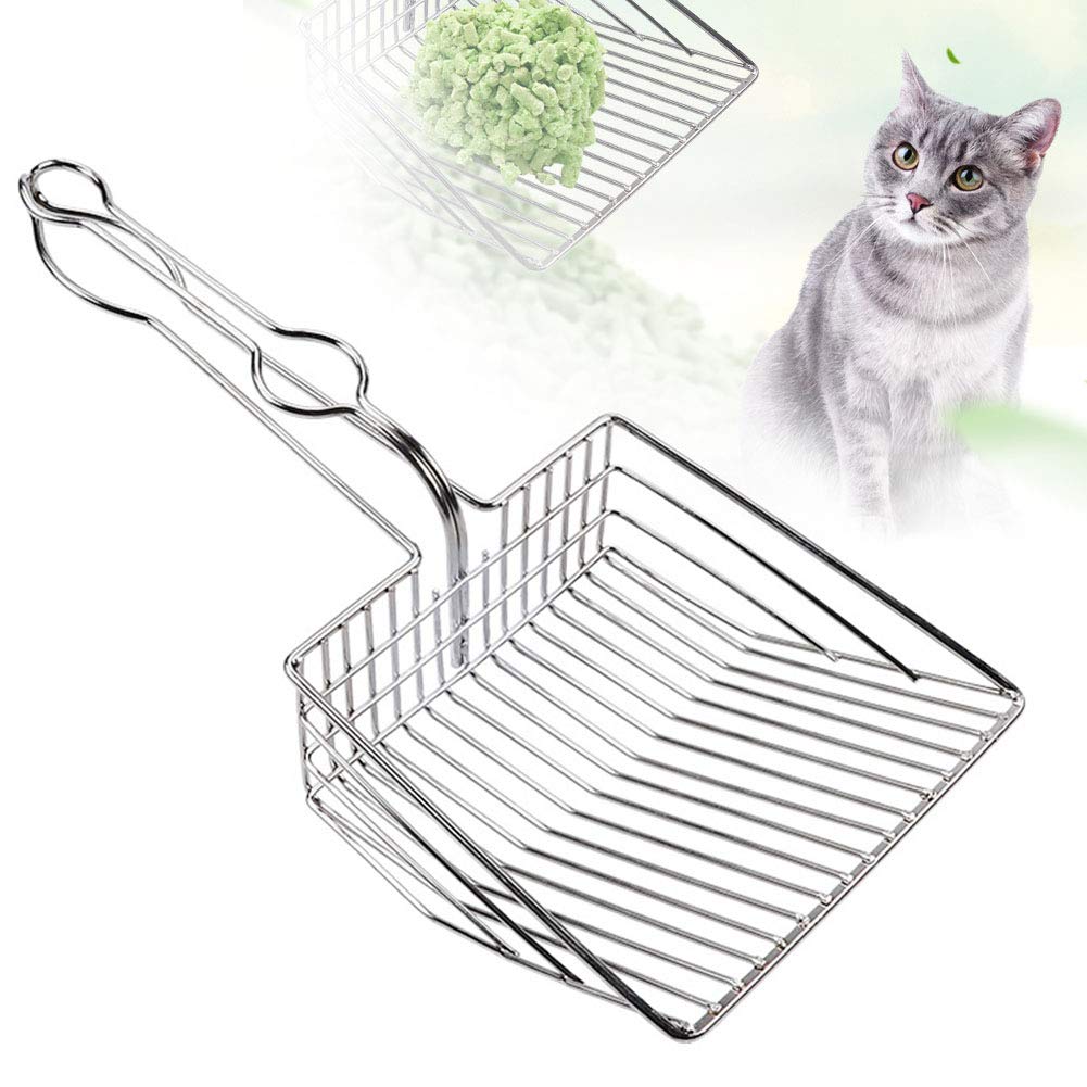 Durable Metal Cat Litter Scoop with Long Handle - Heavy Duty Pet Waste Scooper for Kitty & Dog Litter Box Cleaning | Perfect for Daily Pet Waste Removal & Litter Box Maintenance
