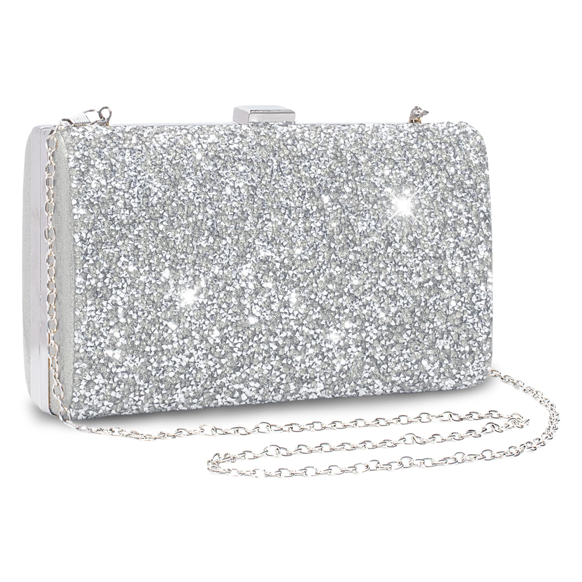Sparkly Rhinestone Evening Clutch Bag for Women - Glitter Diamond Shoulder Handbag for Bridal Party, Prom, Wedding & Special Occasions