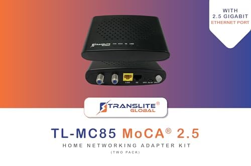 MoCA 2.5 Adapter with Dual Ethernet Ports (2.5Gbps + 1Gbps) - Ethernet Over Coaxial Converter Kit (2-Pack) - Model TL-MC85 - Perfect for Home Theater, Gaming & High-Speed Internet Setup