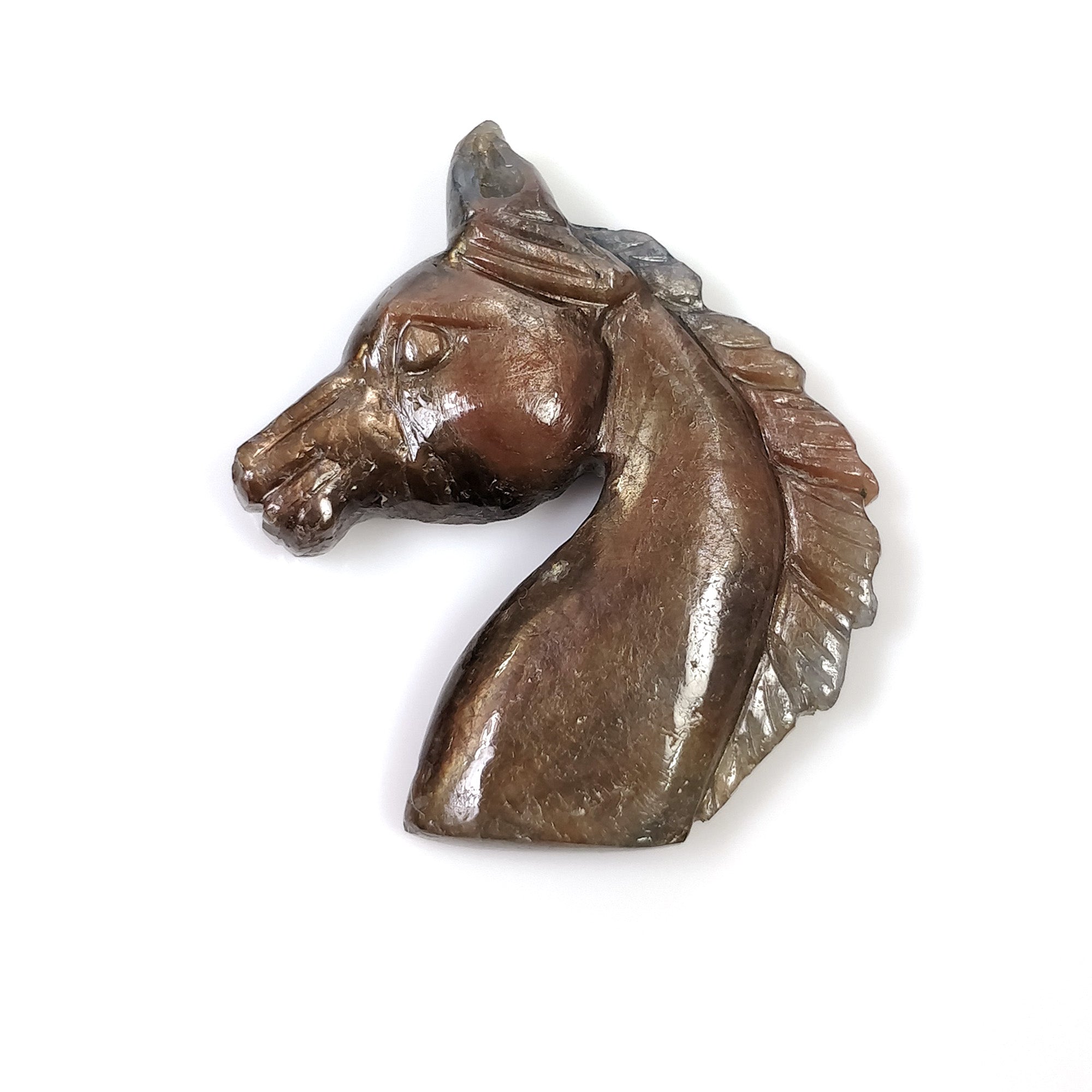 Natural Untreated Golden Brown Chocolate Blue Sapphire Gemstone Carving - 39.10cts Hand Carved Horse (33x24mm) for Jewelry Making, Collectibles & Spiritual Healing
