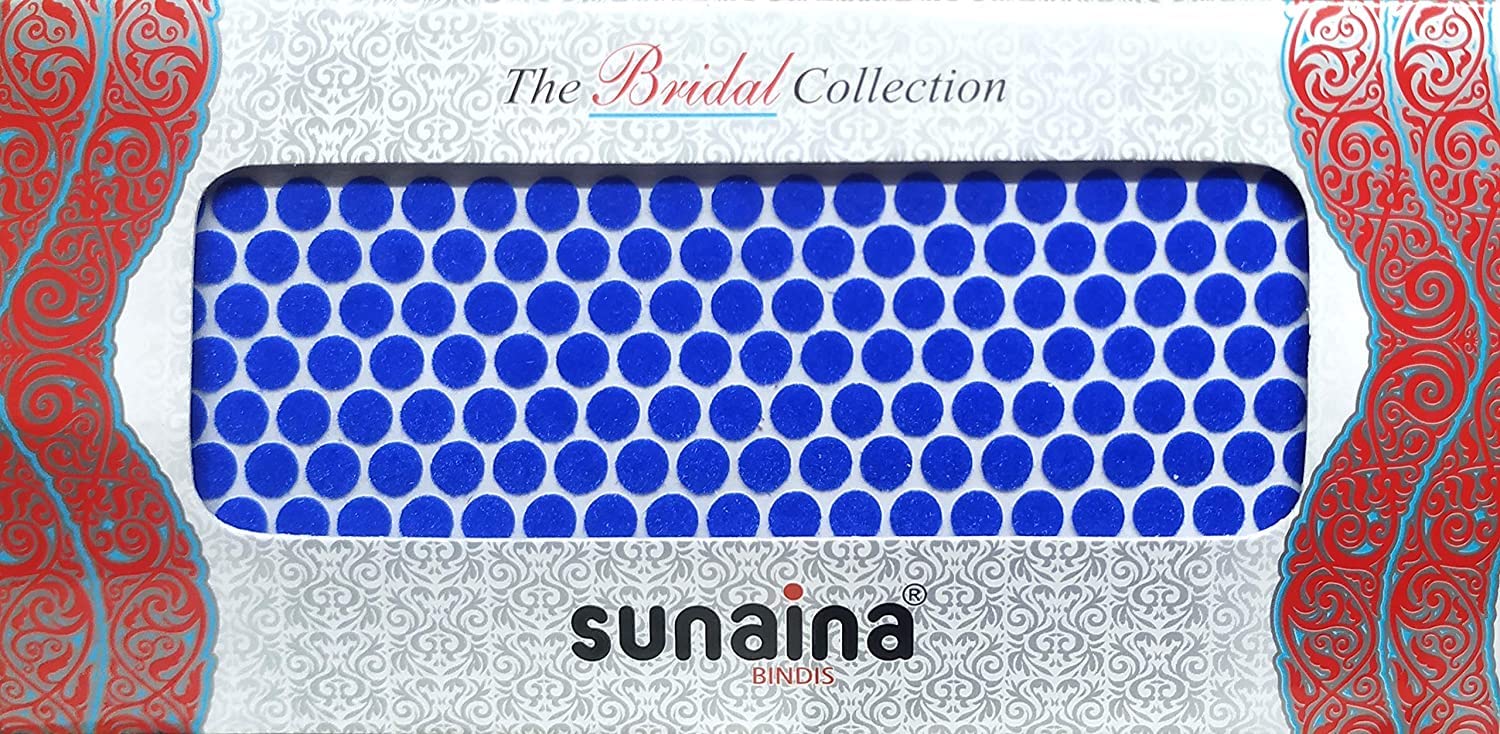 Sunaina Bridal Collection Blue Bindi for Women - Size 3 (Pack of 2 with 6 Cards) | Perfect for Weddings, Festivals & Indian Traditional Outfits