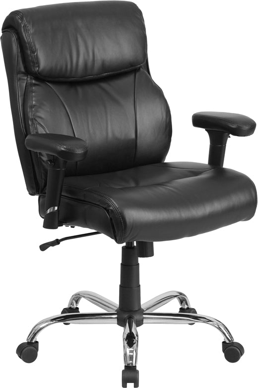 FLASH HERCULES Series Big & Tall Office Chair - 400 lb Weight Capacity, Ergonomic Black Fabric Task Chair with Adjustable Arms & Line Stitching - Perfect for Home Office, Gaming & Workspaces
